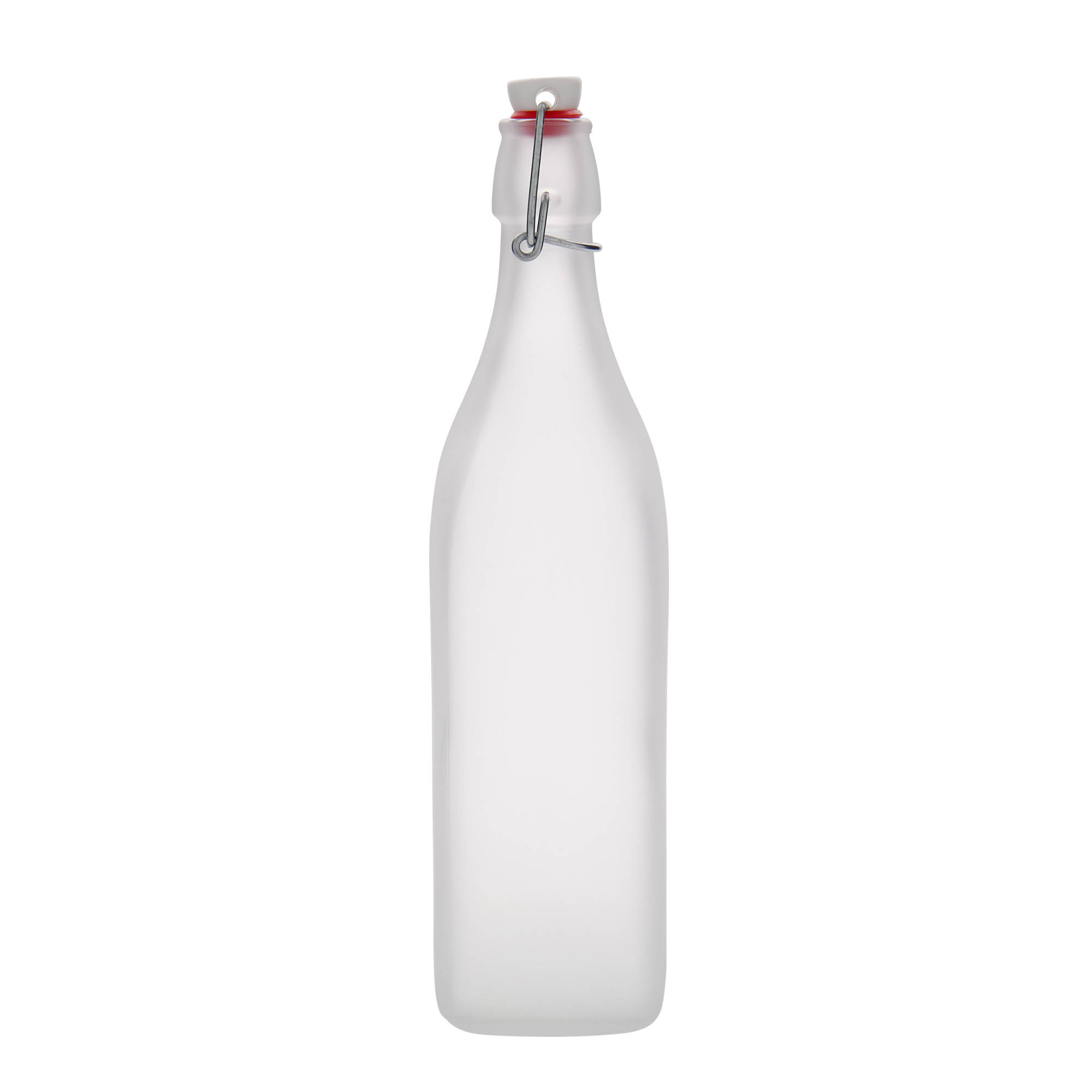 1.000 ml lasipullo 'Swing, neliö, huurrettu, suuaukko: pikalukko 1.000 ml lasipullo 'Swing, neliö, huurrettu, suuaukko: pikalukko