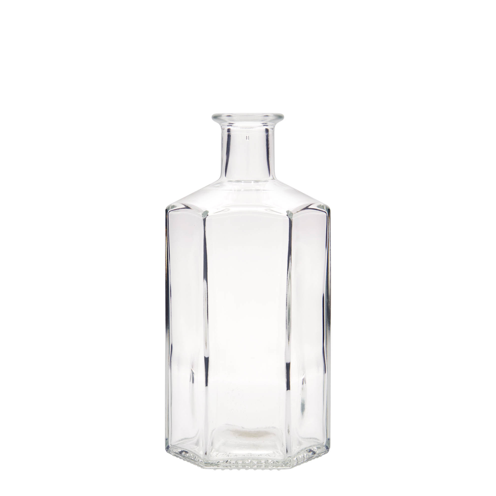 500 ml lasipullo apteekkarille ”Jimmy”, kuusikulmainen, suuaukko: korkki