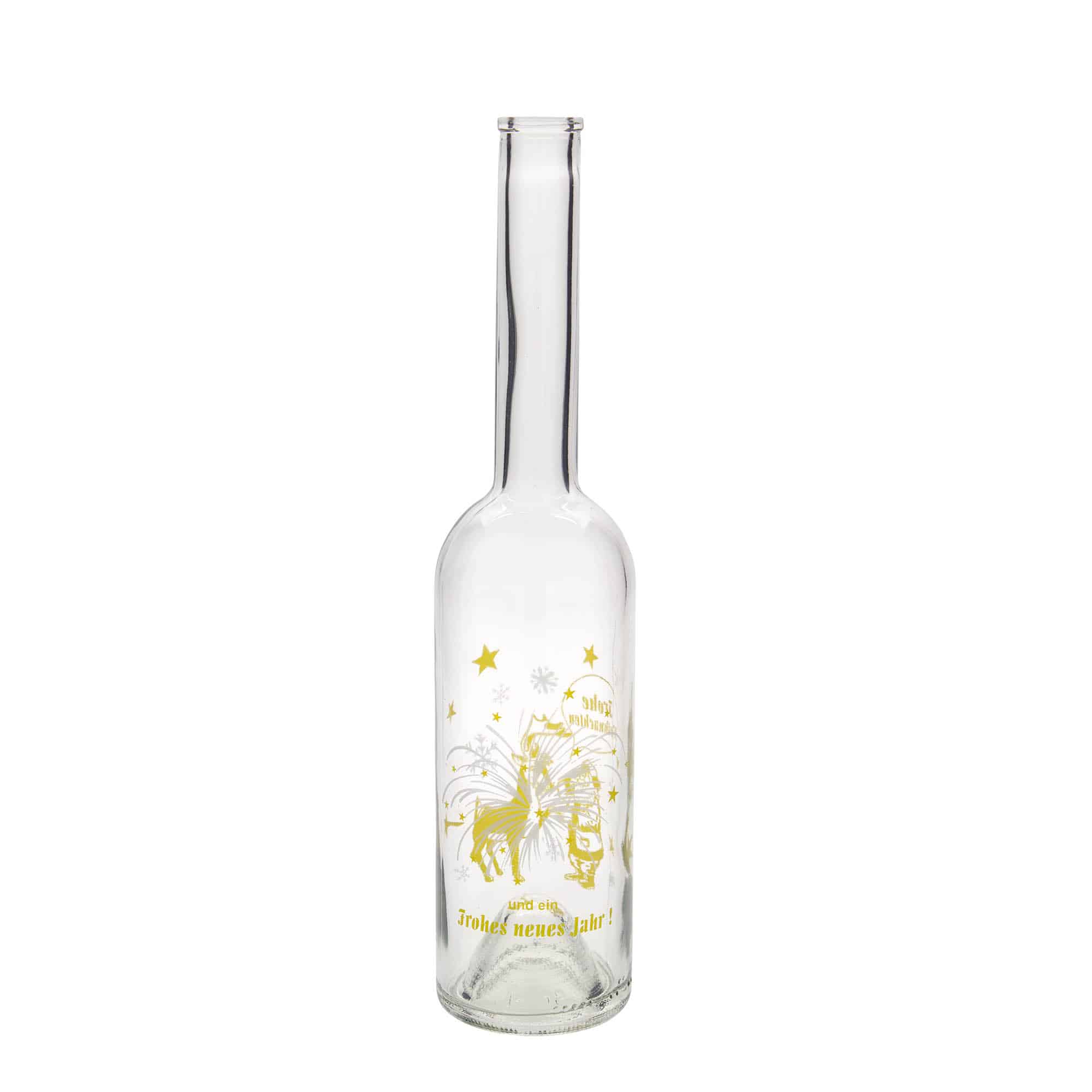 500 ml lasipullo 'Ooppera', kuvio: ilotulitus, suu: korkki