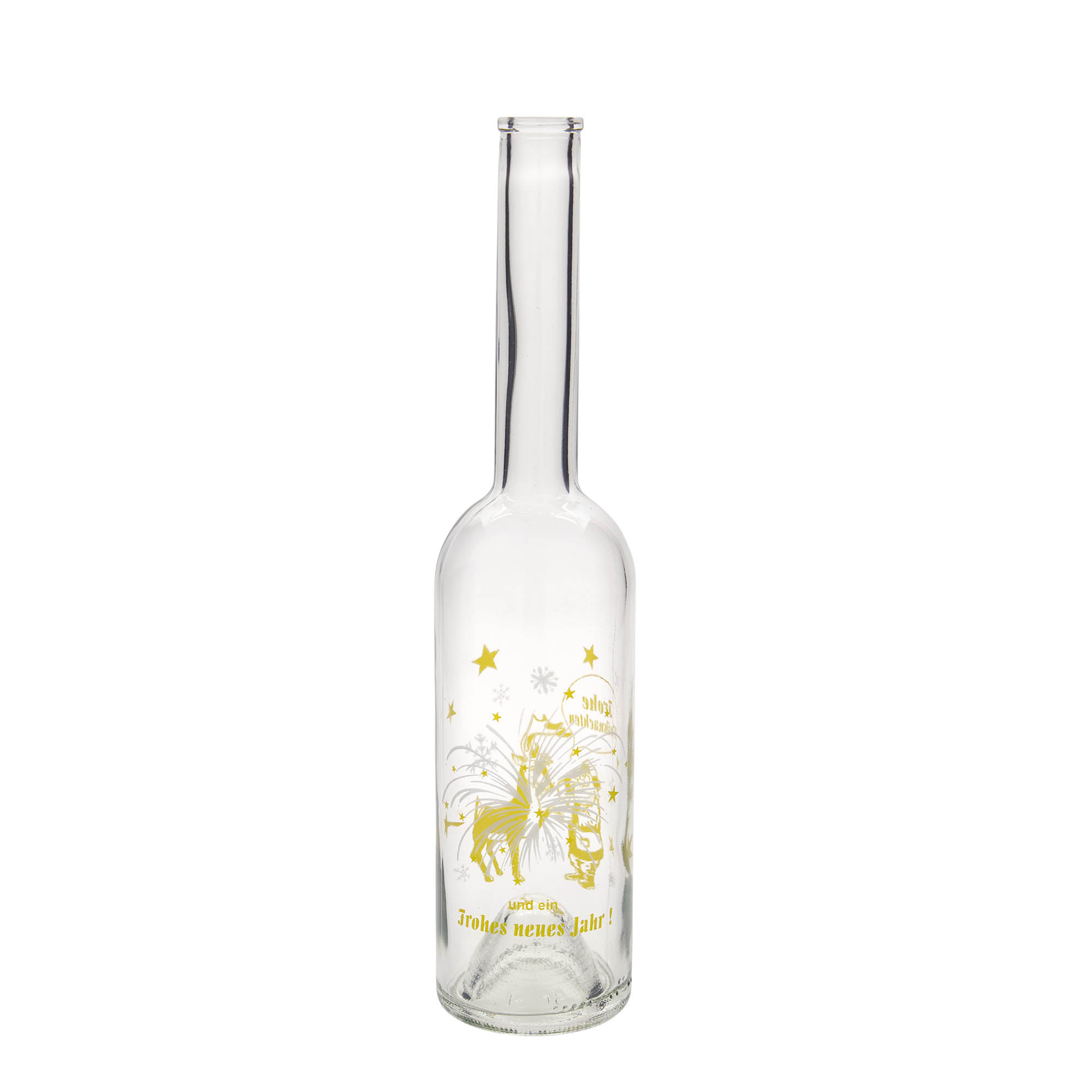500 ml lasipullo 'Ooppera', kuvio: ilotulitus, suu: korkki