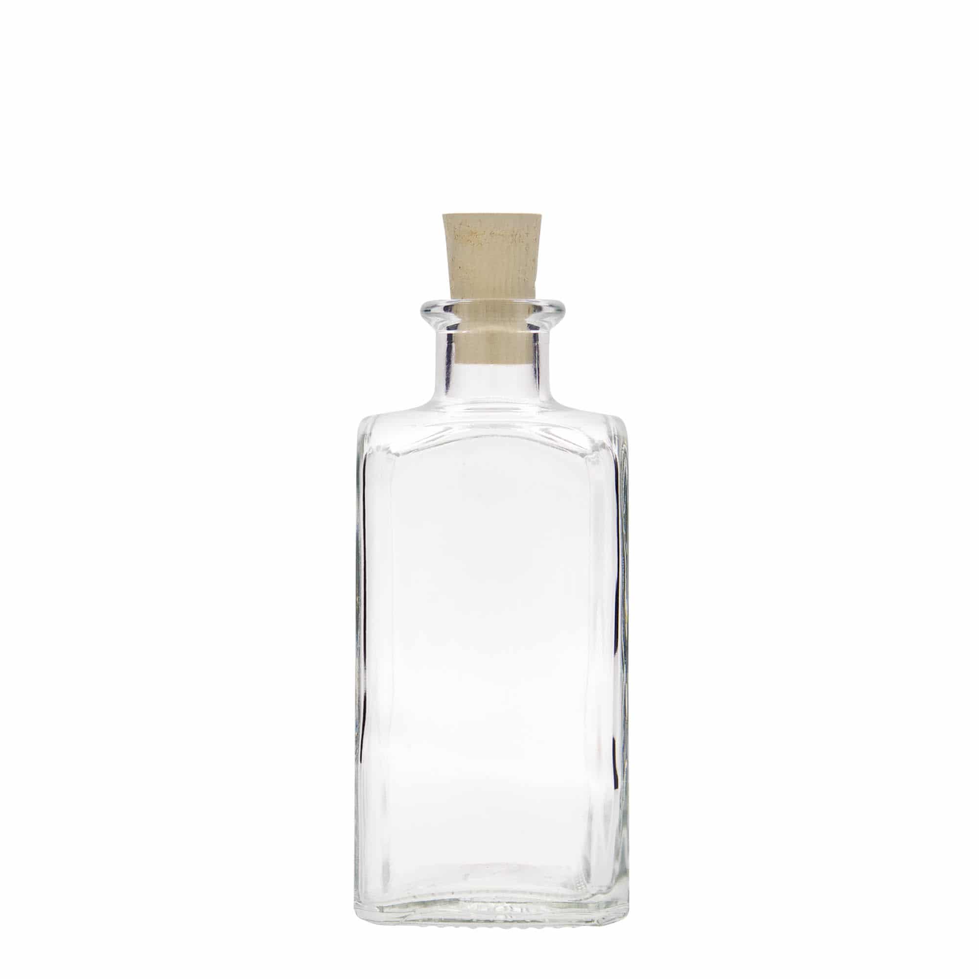 250 ml apteekkarin lasipullo Carré, neliö, suu: korkki