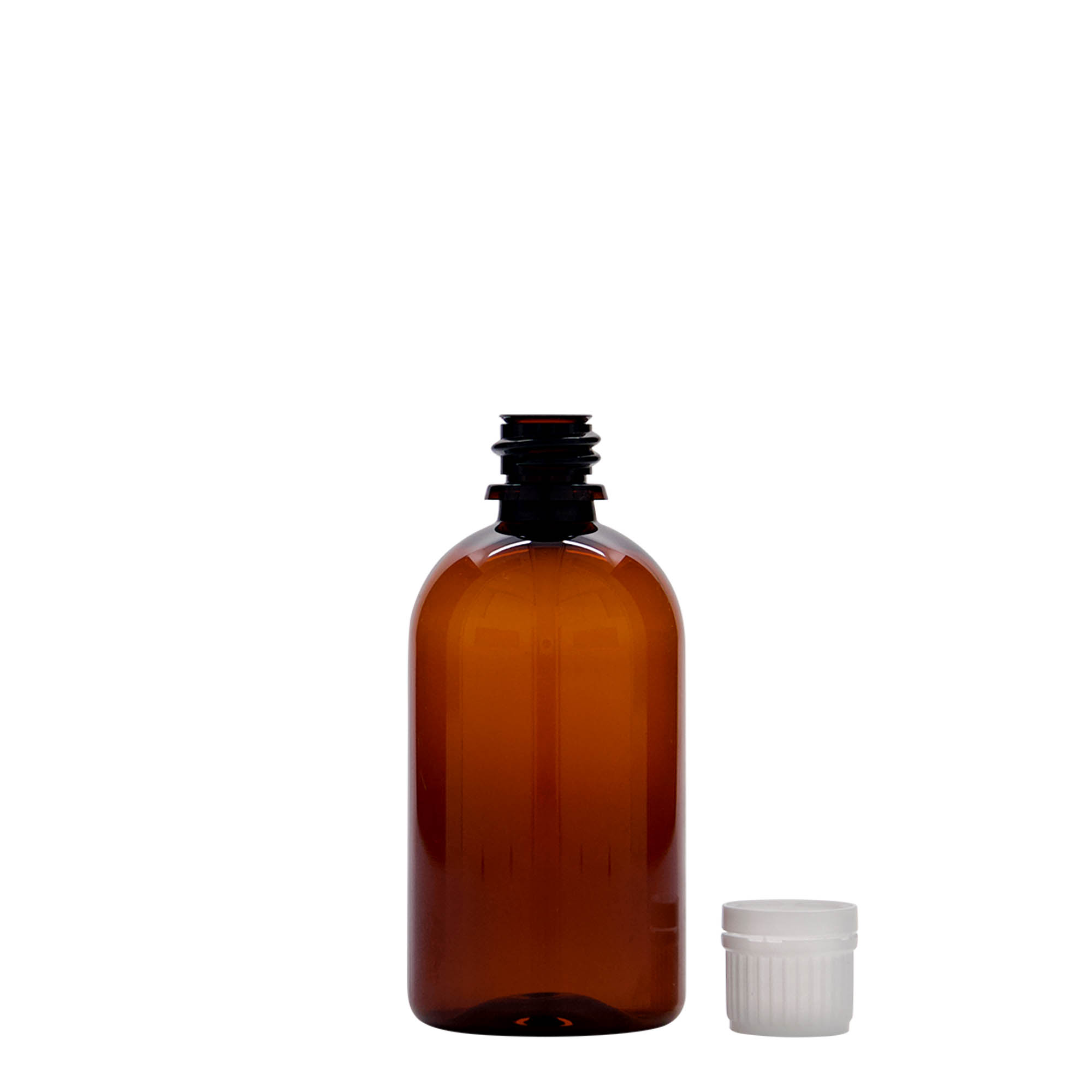 100 ml PET-lääkepullo 'Easy Living', ruskea, muovi, suuaukko: DIN 18