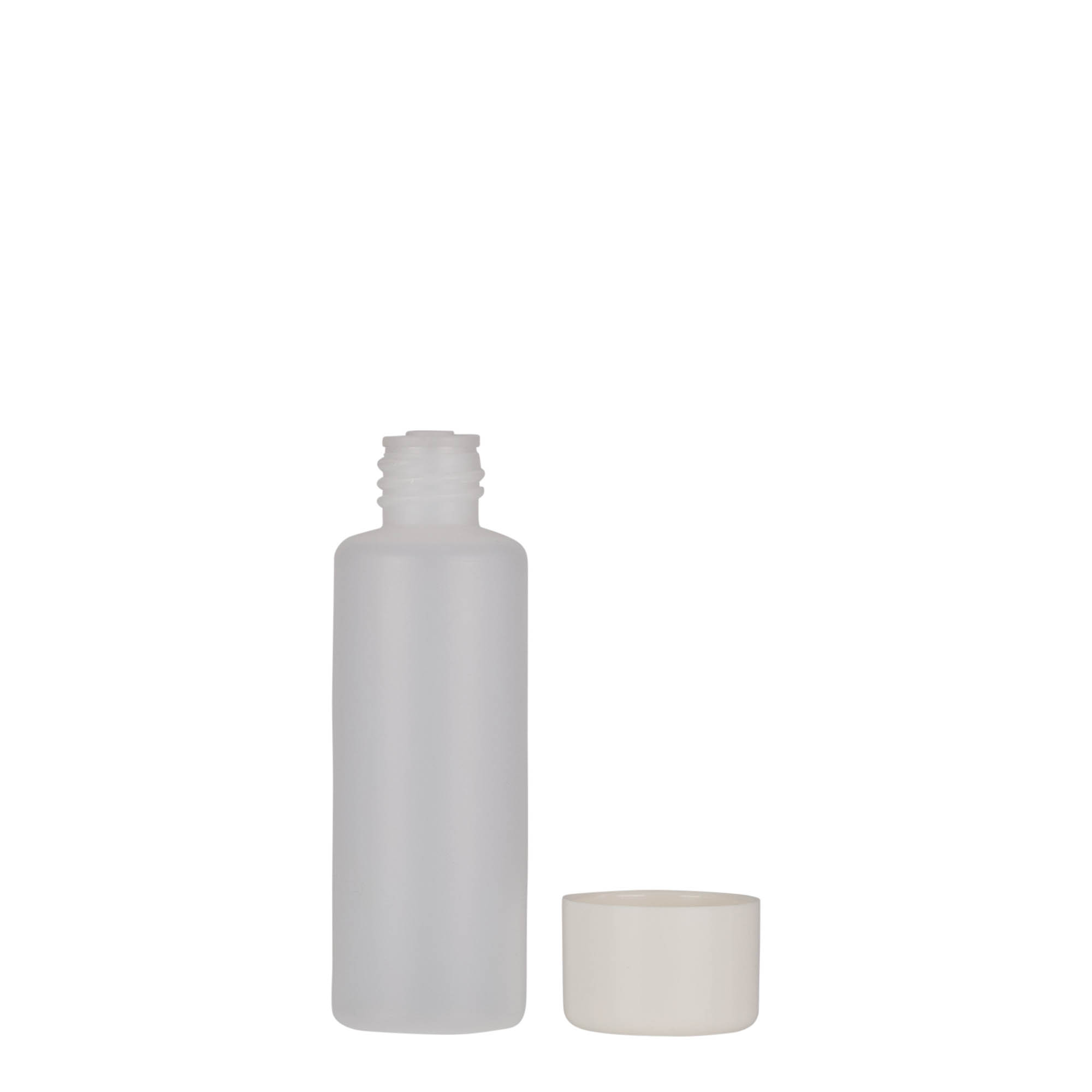 50 ml pyöreä pullo, PE-muovi, luonnonväri, suuaukko: ruuvikorkki 50 ml pyöreä pullo, PE-muovi, luonnonväri, suuaukko: ruuvikorkki