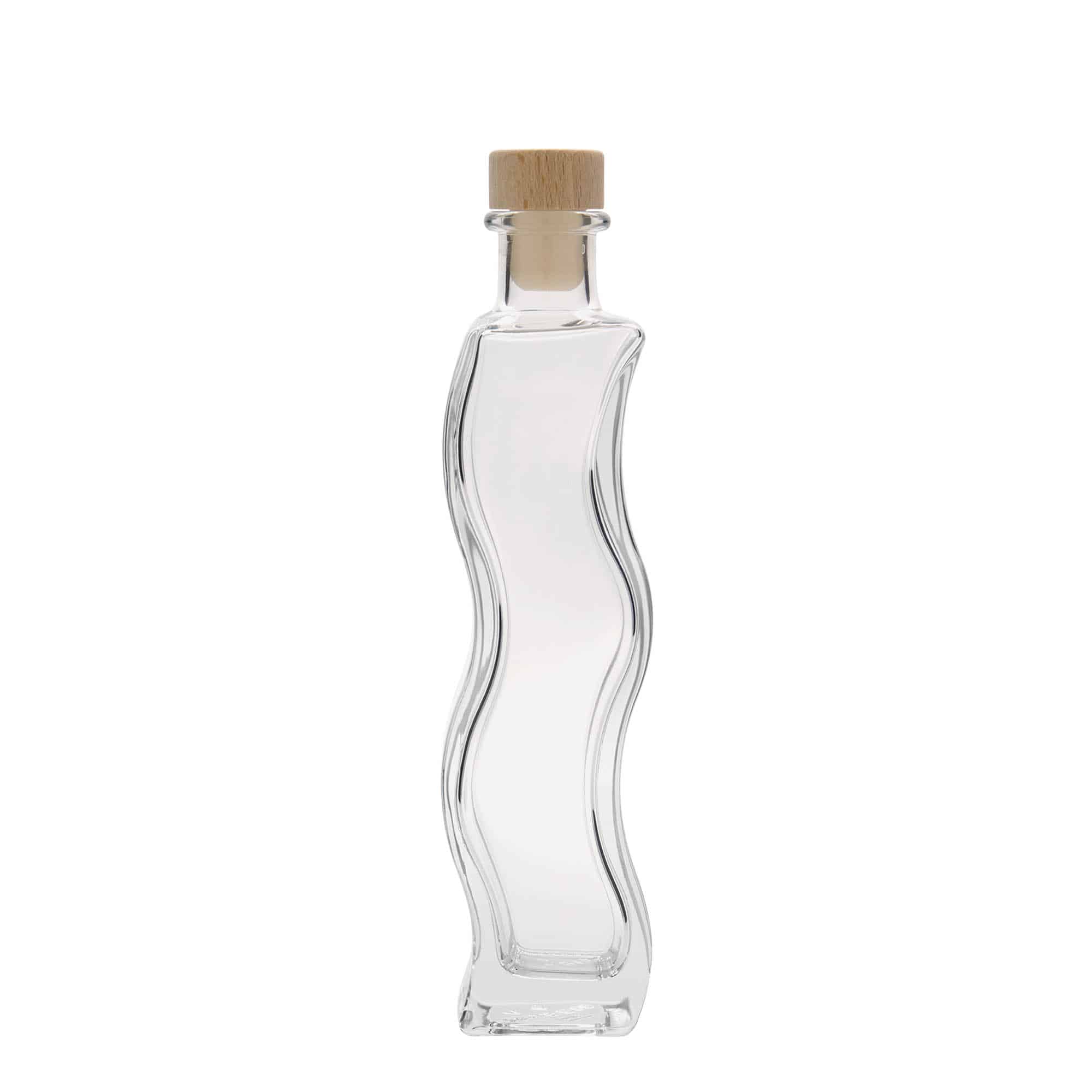 200 ml lasipullo 'Aallot', neliö, suu: korkki