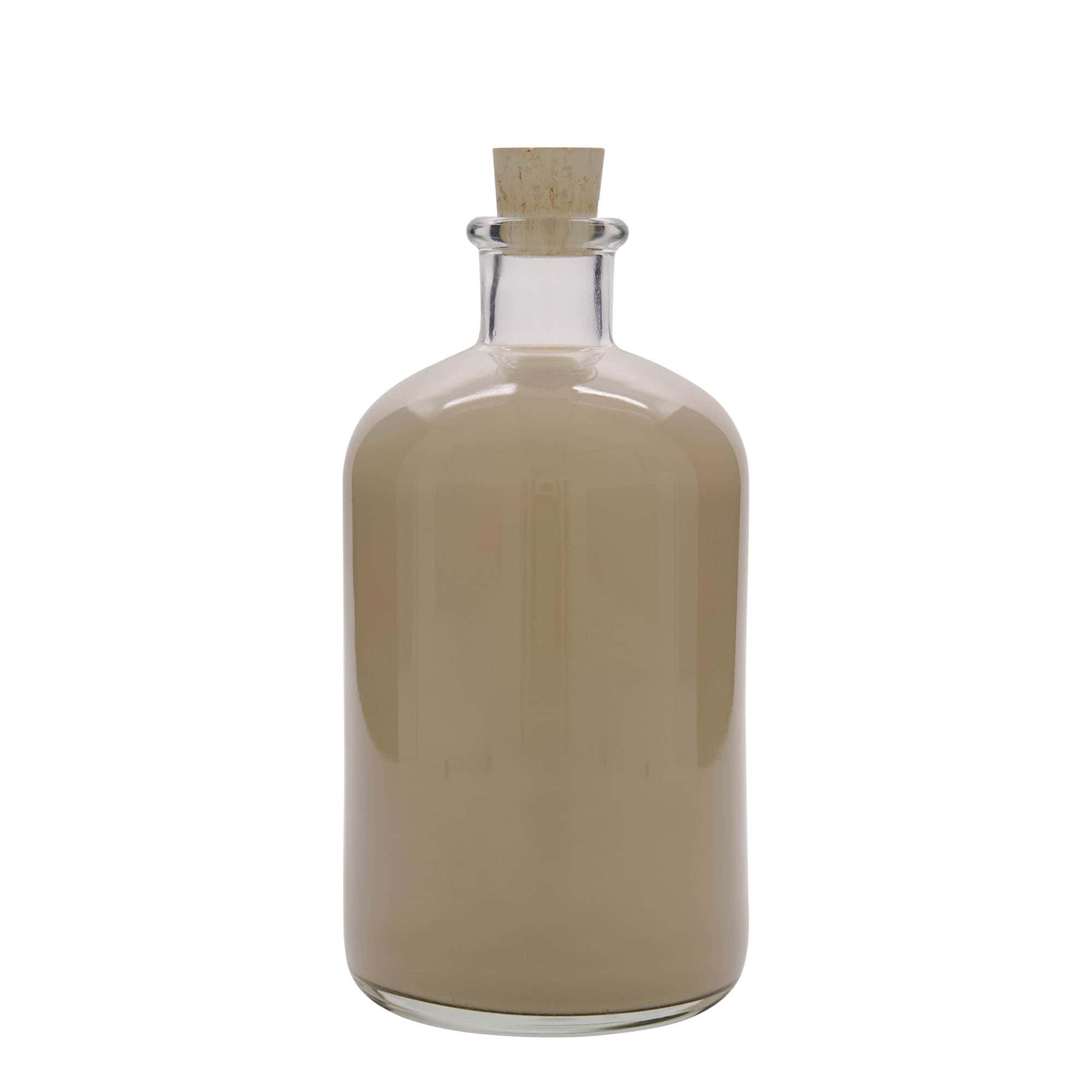 1000 ml apteekkarin lasipullo, suu: korkki