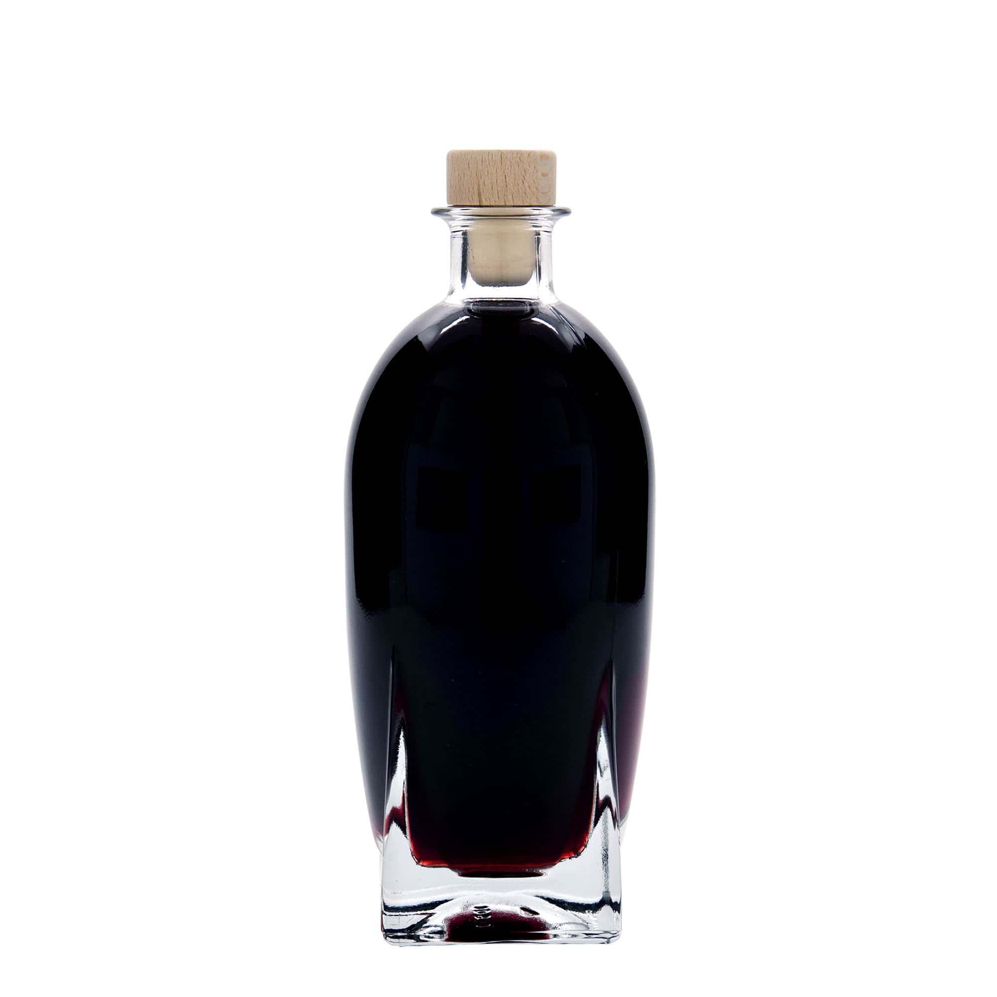 500 ml lasipullo 'Zino', neliö, suu: korkki