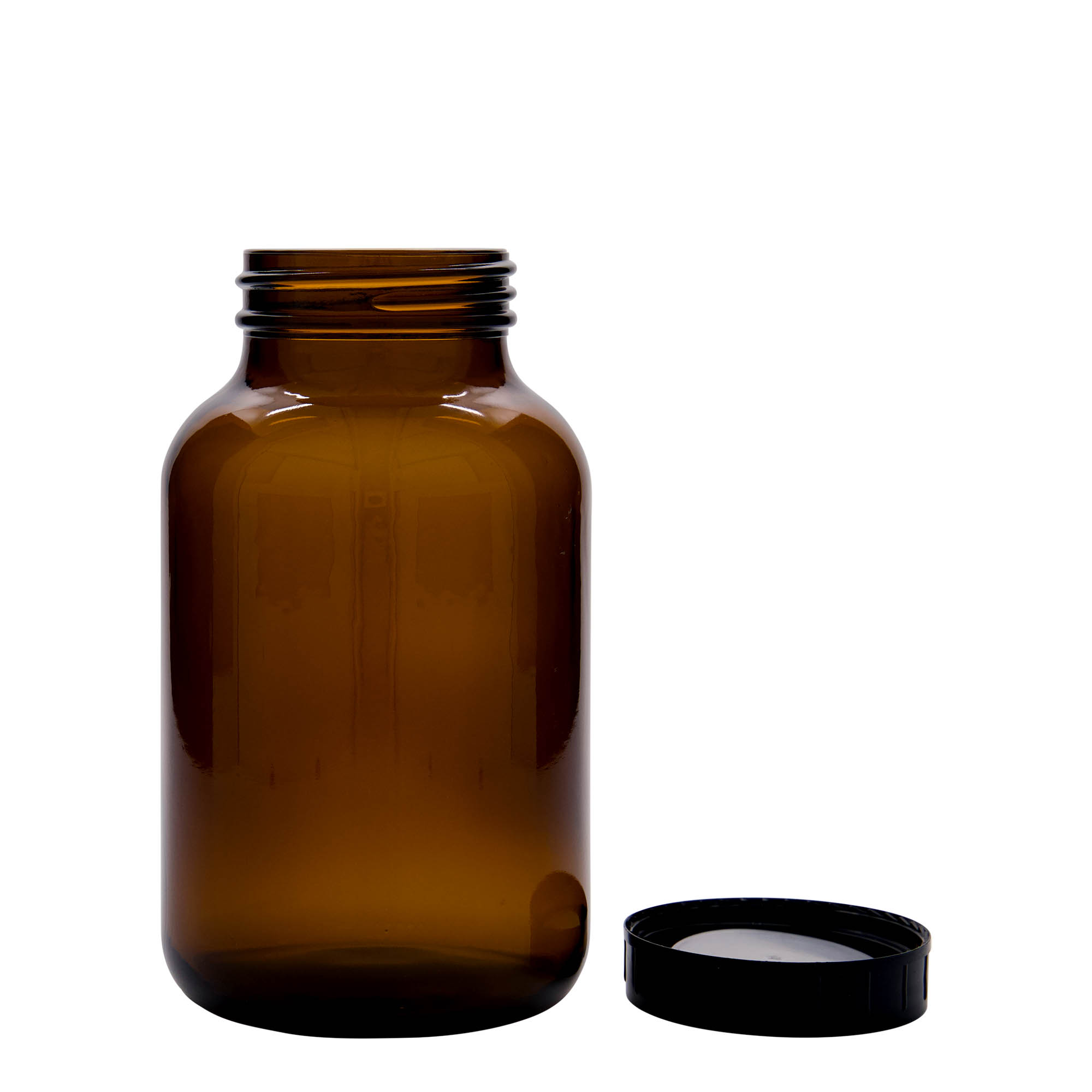 1 000 ml ruskea leveäkaulainen lasipullo, suuaukko: DIN 68 1 000 ml ruskea leveäkaulainen lasipullo, suuaukko: DIN 68