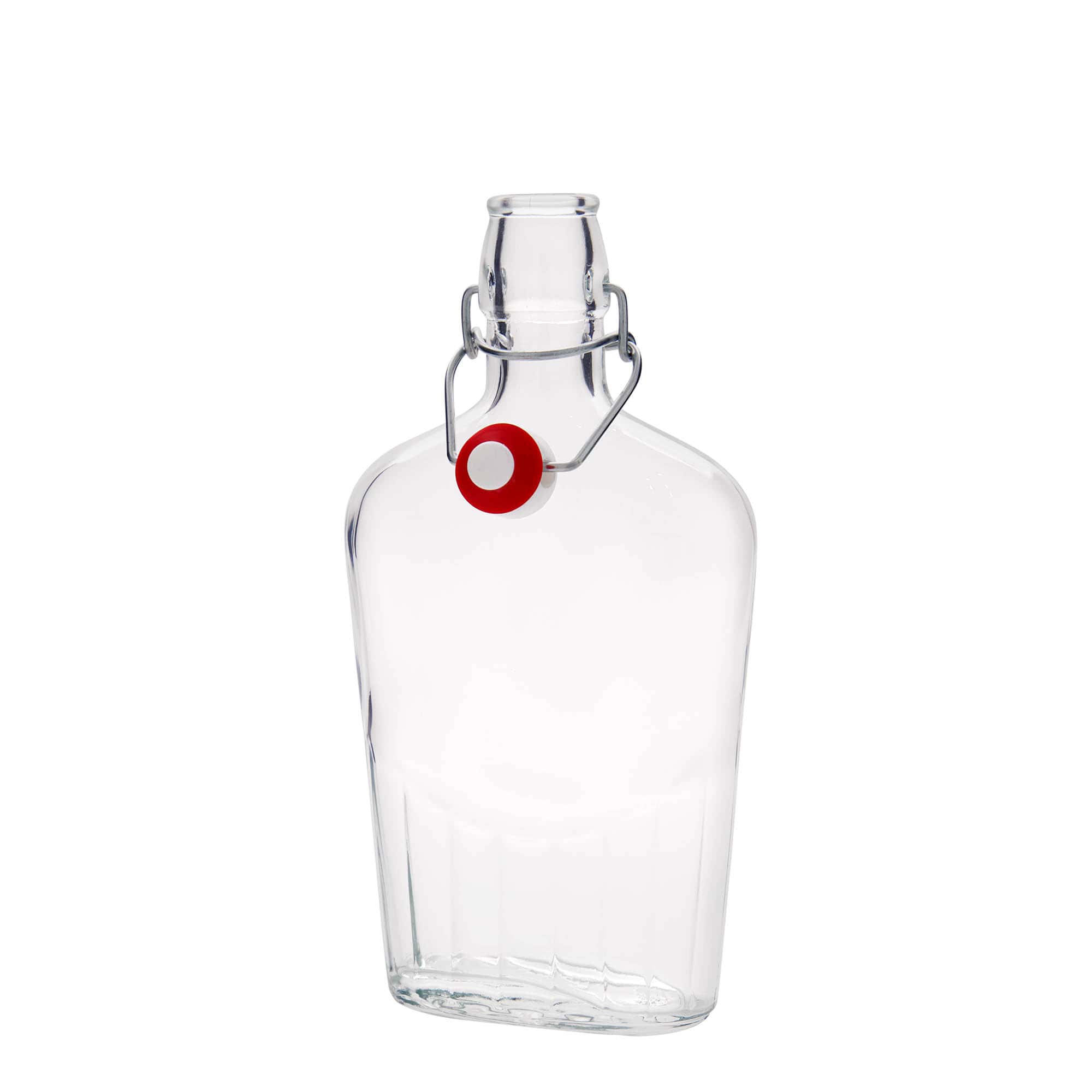 500 ml lasipullo ”Fiaschetta”, soikea, suuaukko: lukittava metallikorkki
