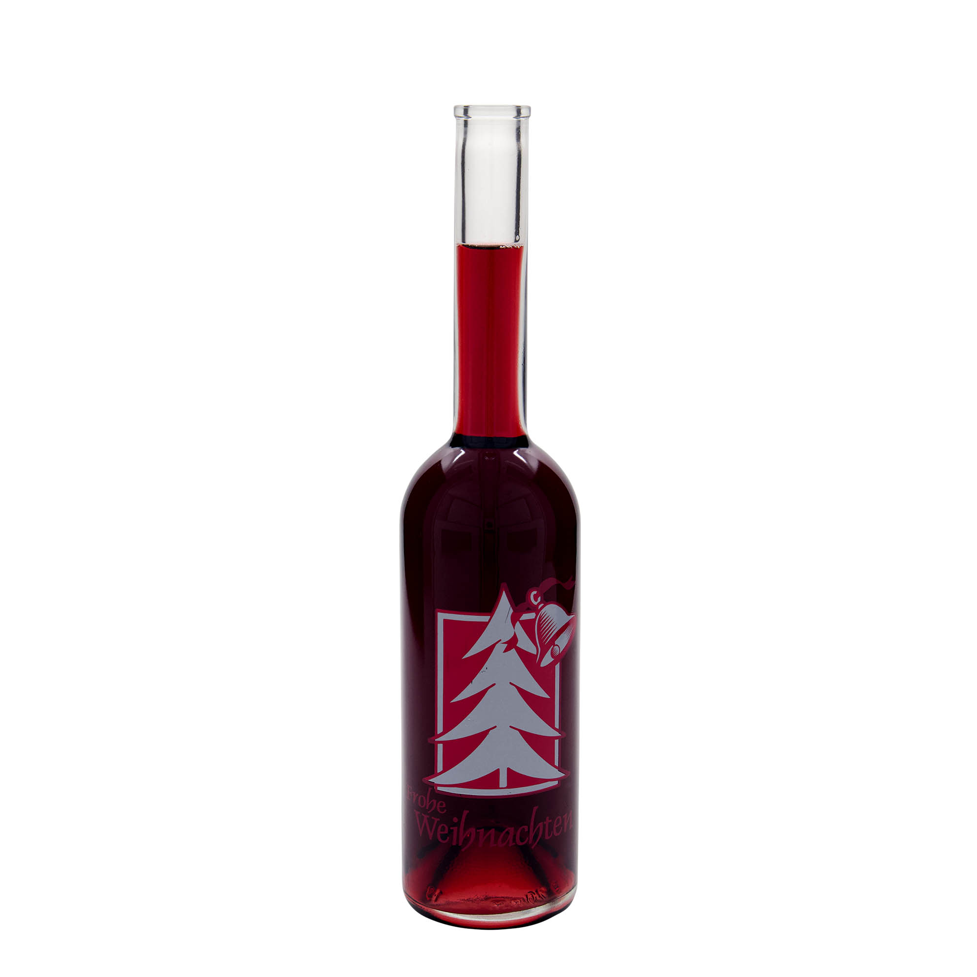 500 ml lasipullo 'Opera', kuvitus: joulutervehdys, suuaukko: korkki