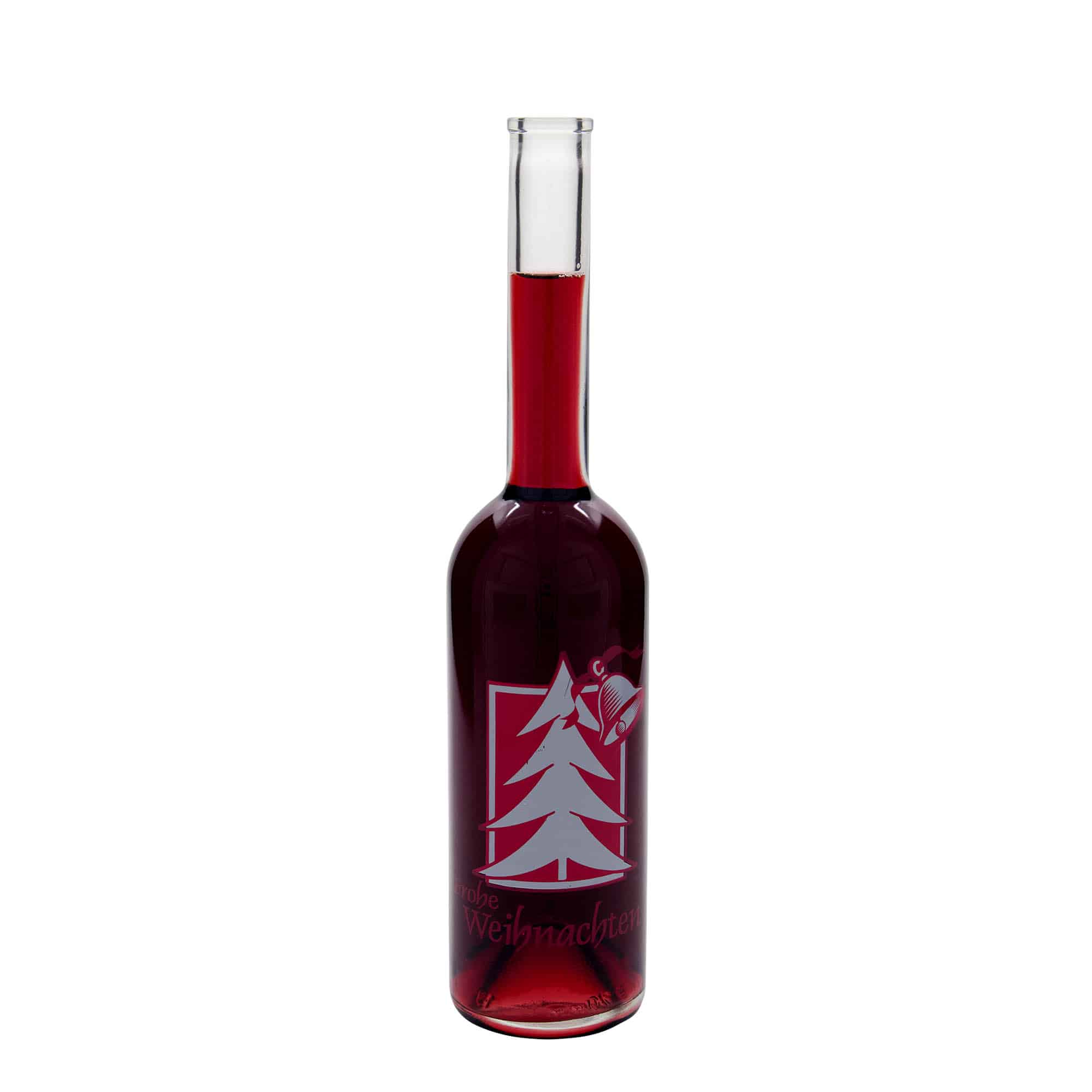 500 ml lasipullo 'Opera', kuvitus: joulutervehdys, suuaukko: korkki