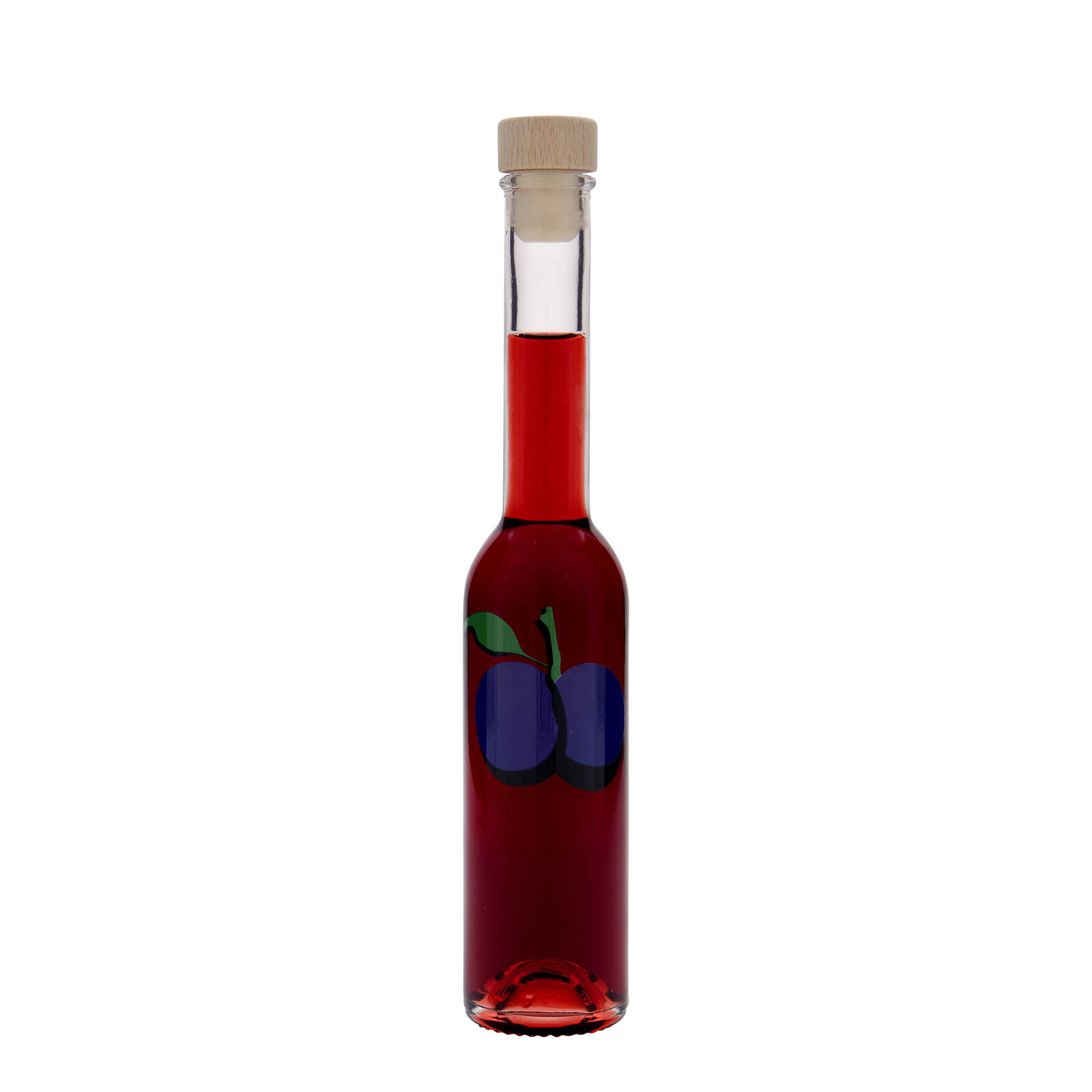 200 ml lasipullo 'Opera', kuvio: luumu, suuaukko: korkki