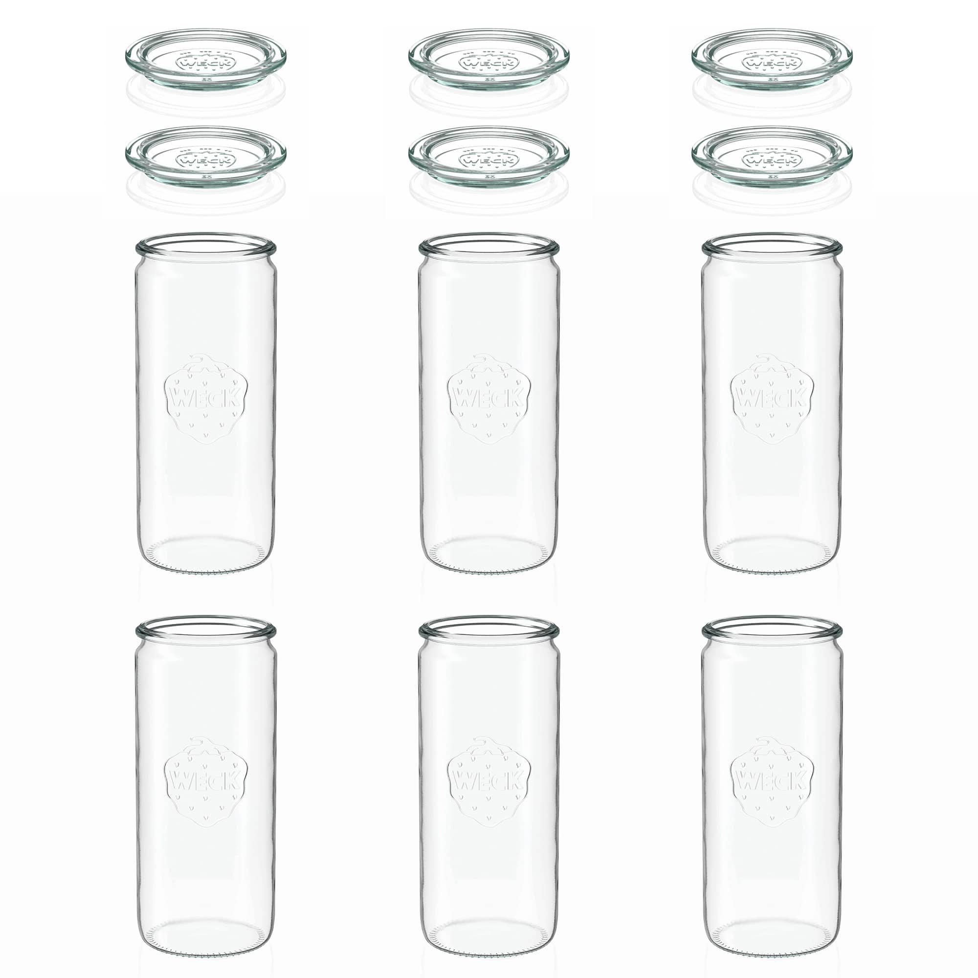 6x 1040 ml WECK-sylinterilasi lasikannella RR 80