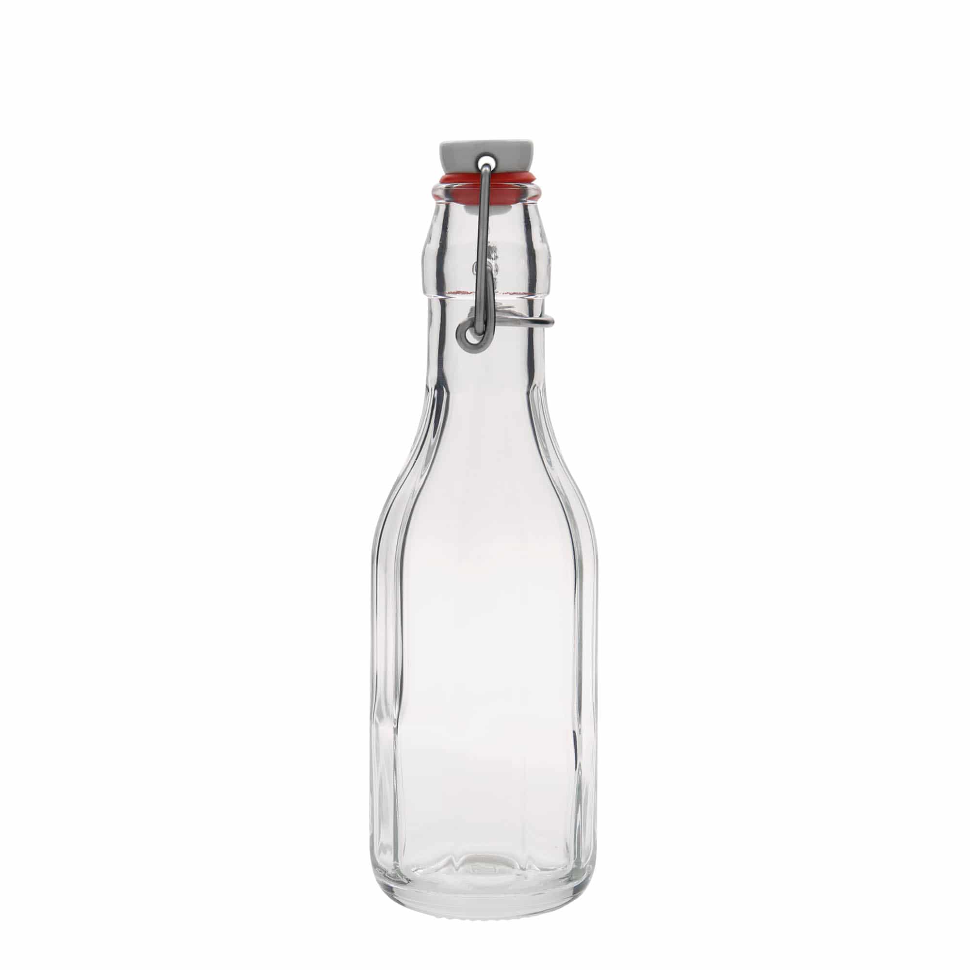250 ml lasipullo ”Bravo”, kymmenkulmainen, suuaukko: lukittava metallikorkki