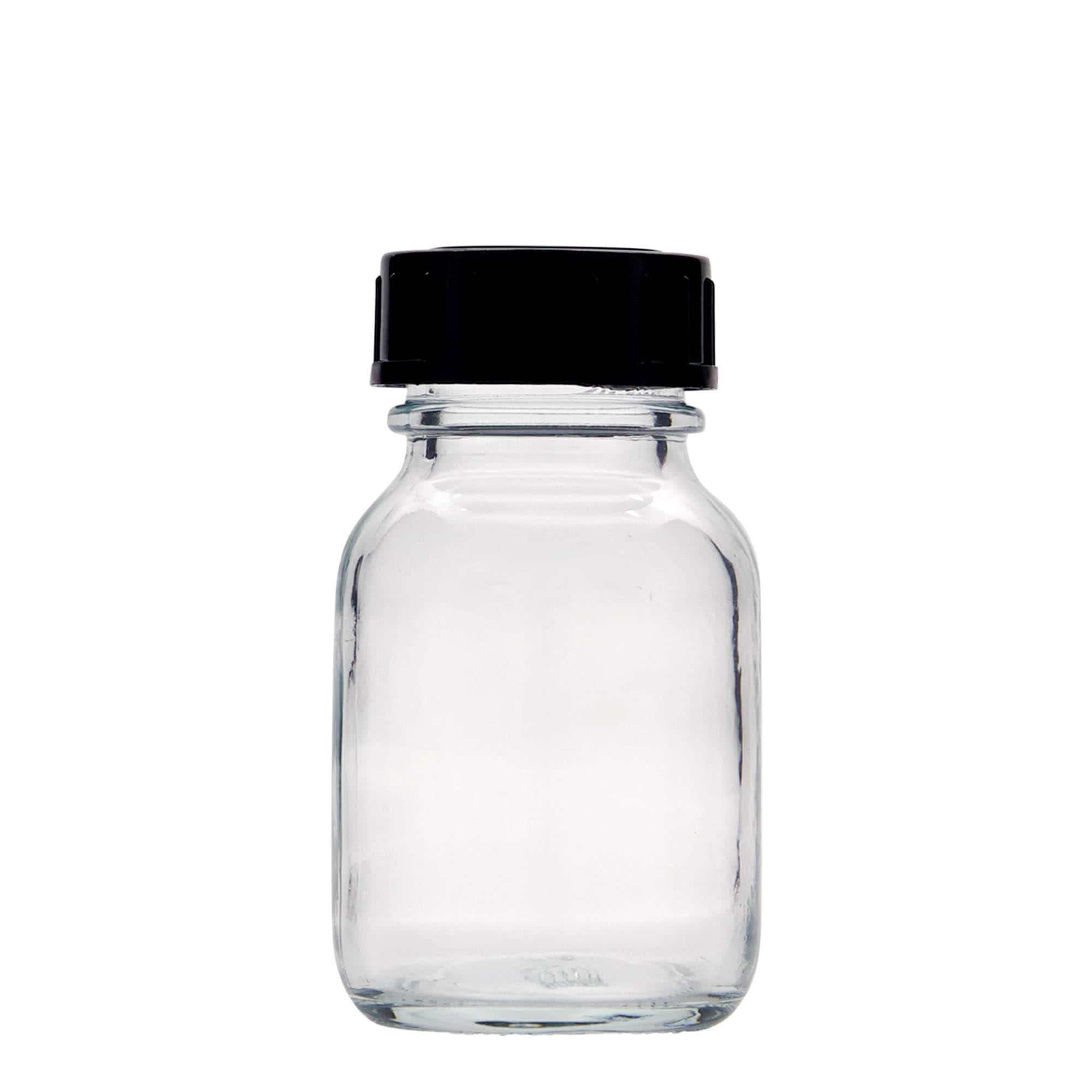 50 ml leveäkaul. lasipurkki, suu: DIN 32