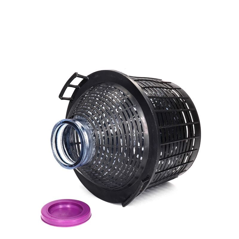 20 l pallopullo leveällä suulla, lasia, suuaukko: päällekäyvä kansi