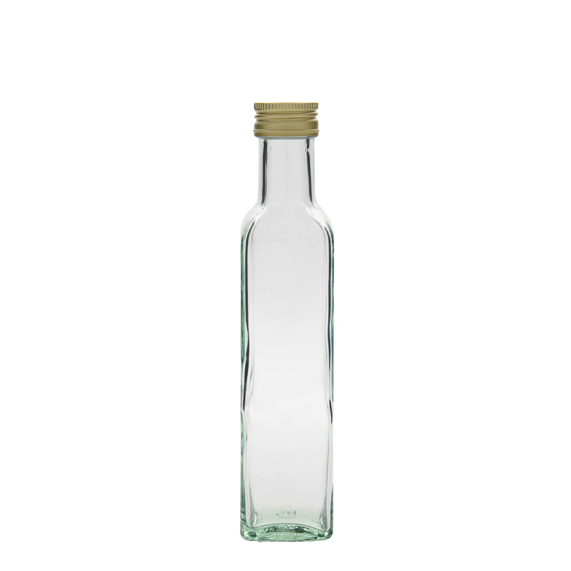 250 ml lasipullo ”Marasca”, neliömäinen, suuaukko: PP 31,5