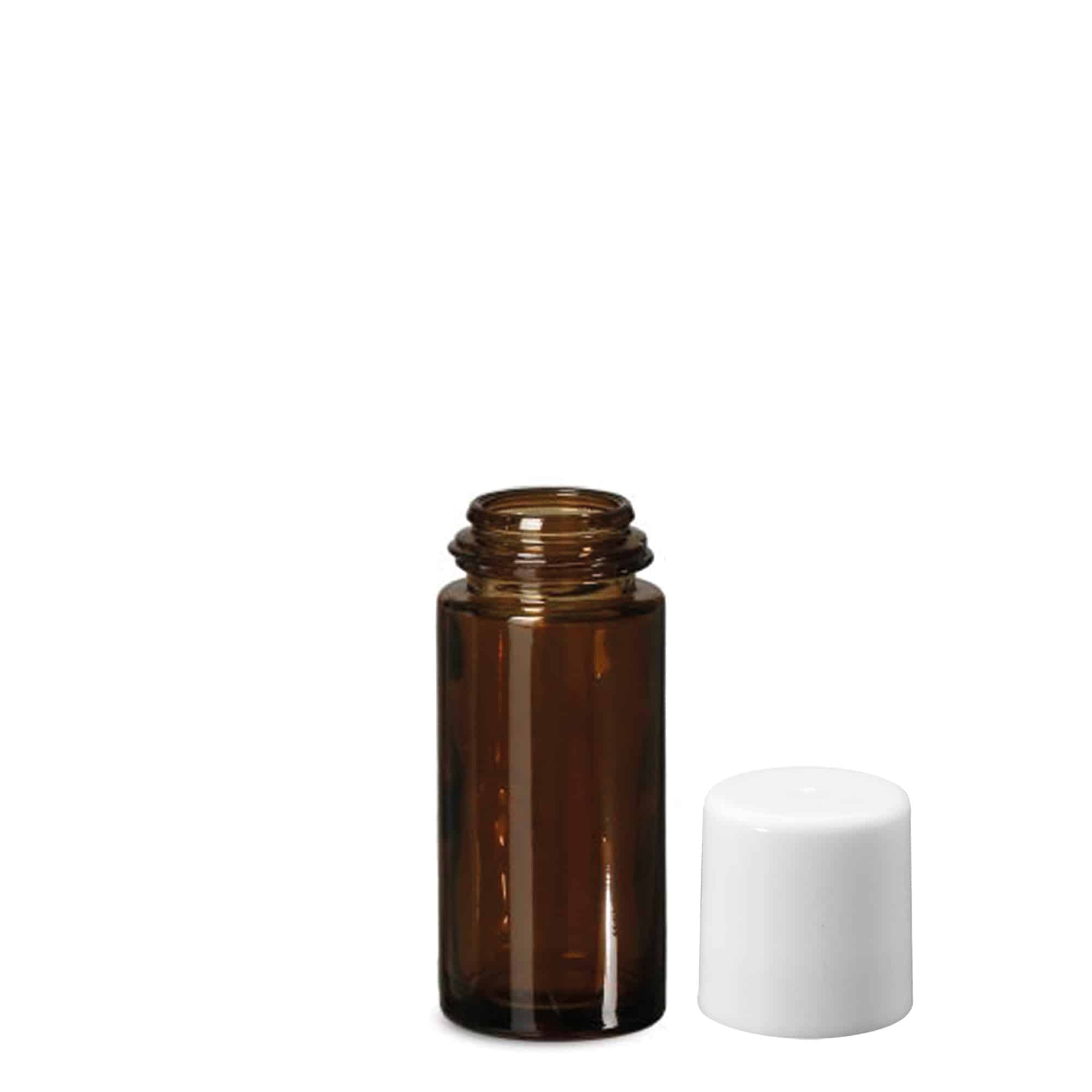 50 ml roll-on-pullo, lasia, ruskea, suuaukko: ruuvikorkki