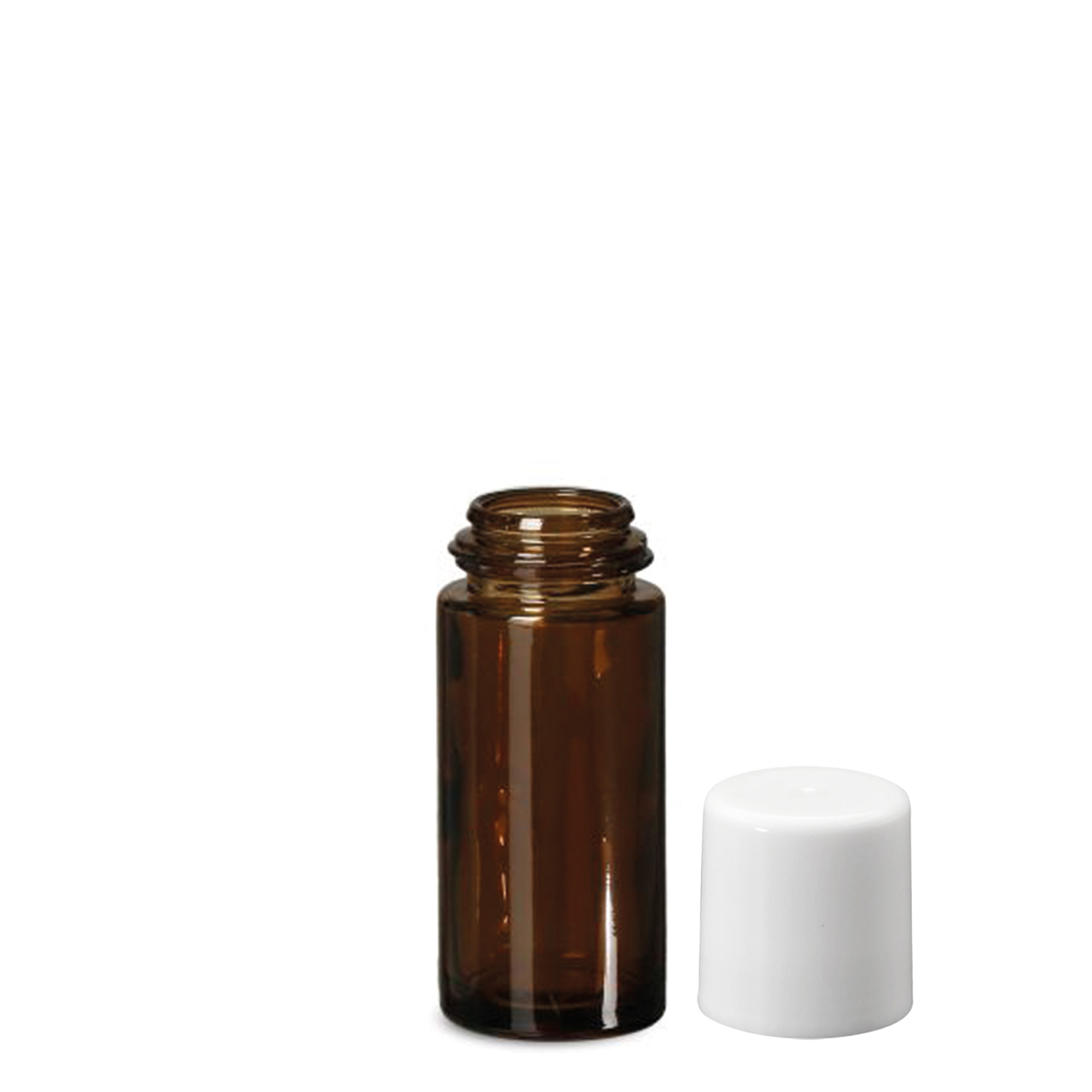 50 ml roll-on-pullo, lasia, ruskea, suuaukko: ruuvikorkki