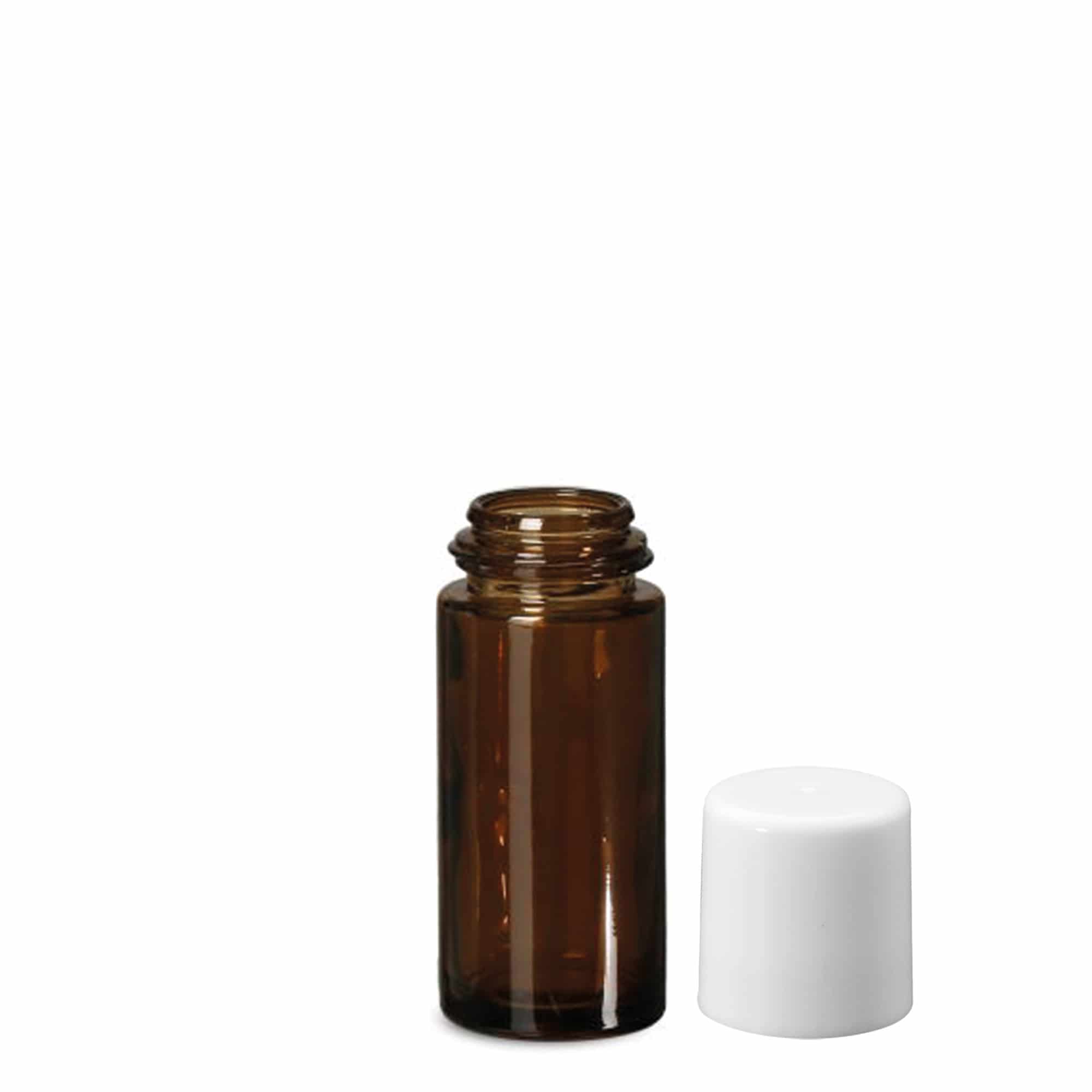 50 ml roll-on-pullo, lasia, ruskea, suuaukko: ruuvikorkki