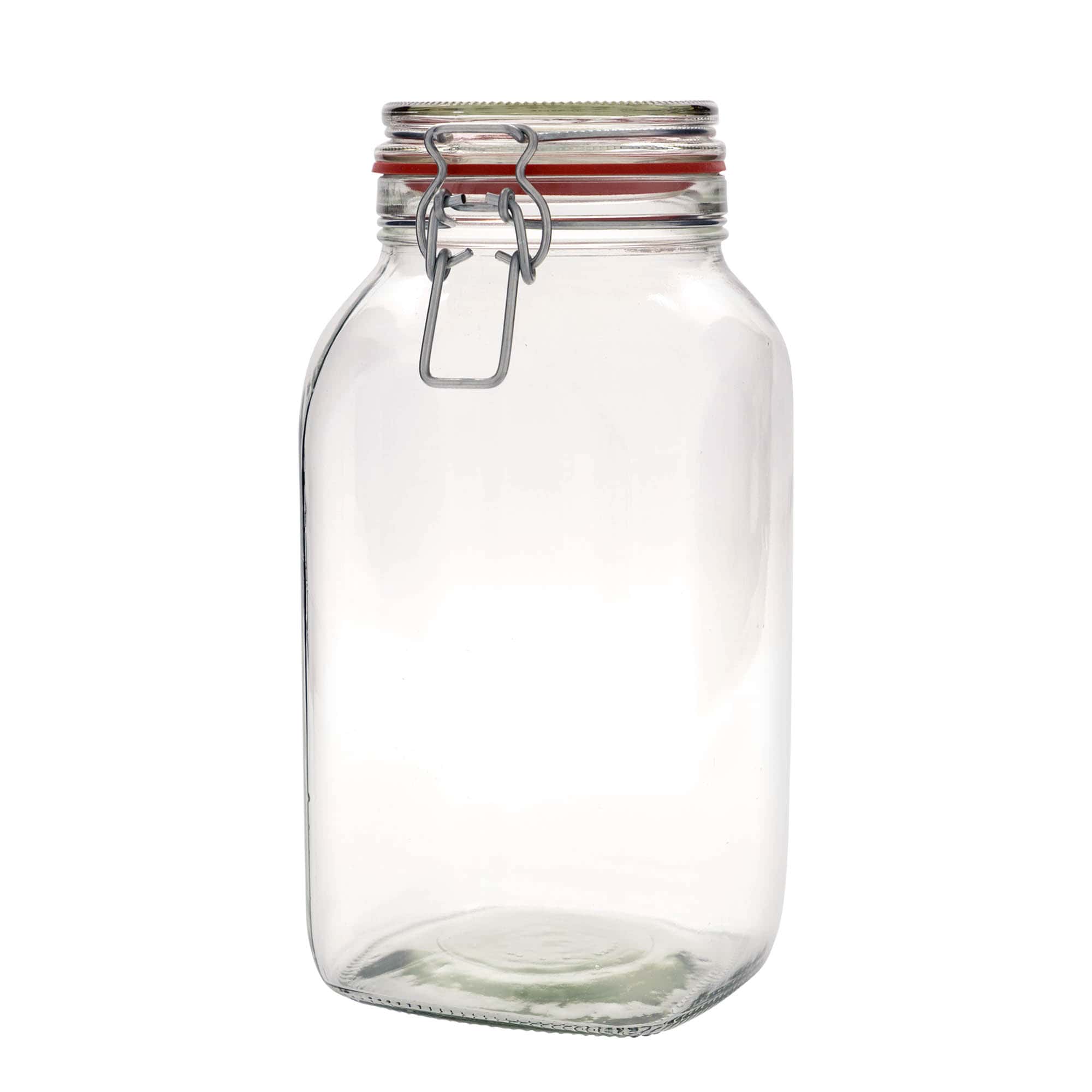 2590 ml patenttikorkkilasipurkki, neliö, suu: patenttikorkki