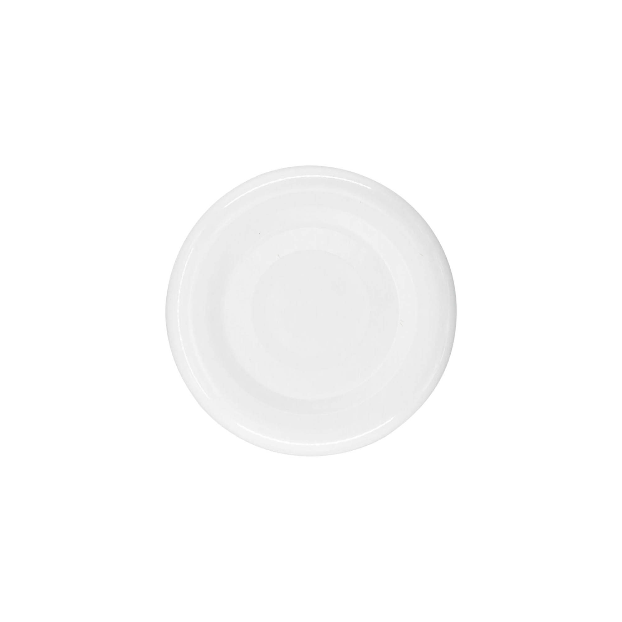 Twist-off-kansi, valkoinen pelti, valkoinen, suuaukolle: TO 38 Twist-off-kansi, valkoinen pelti, valkoinen, suuaukolle: TO 38