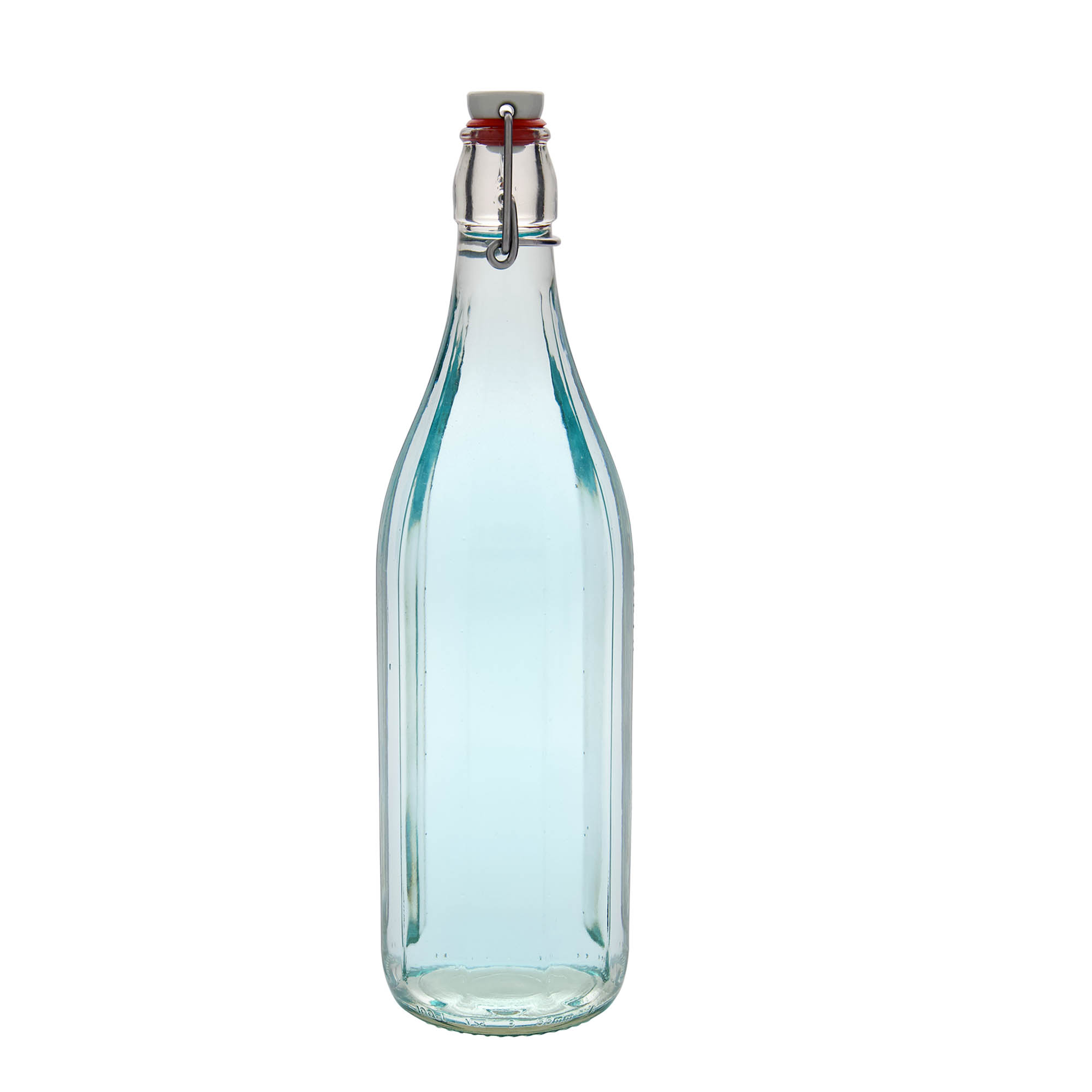 1 000 ml lasipullo 'Bravo' #, kymmenkulmainen, suuaukko: saranakorkki 1 000 ml lasipullo 'Bravo' #, kymmenkulmainen, suuaukko: saranakorkki