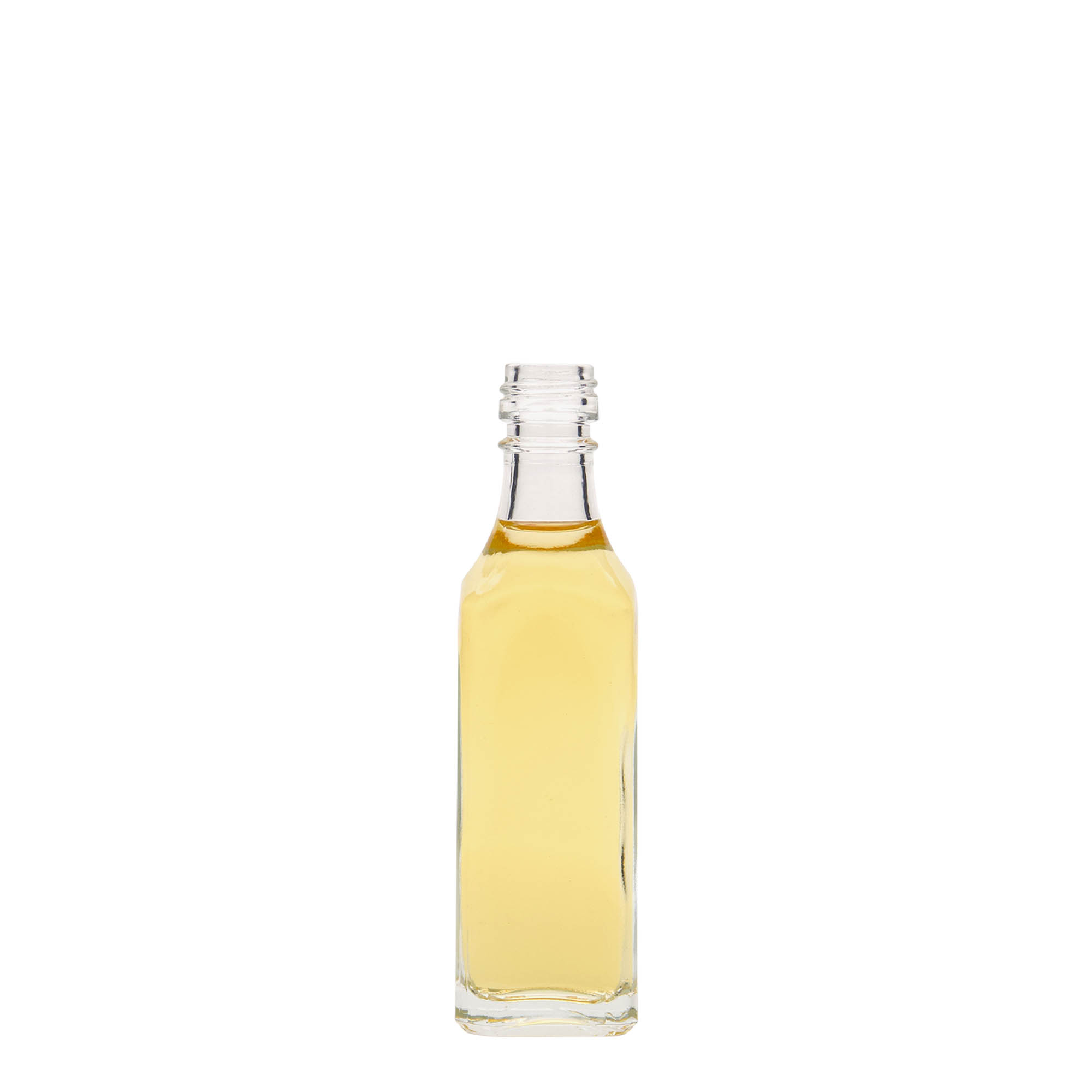 50 ml lasipullo 'Siena', neliömäinen, suuaukko: PP 18