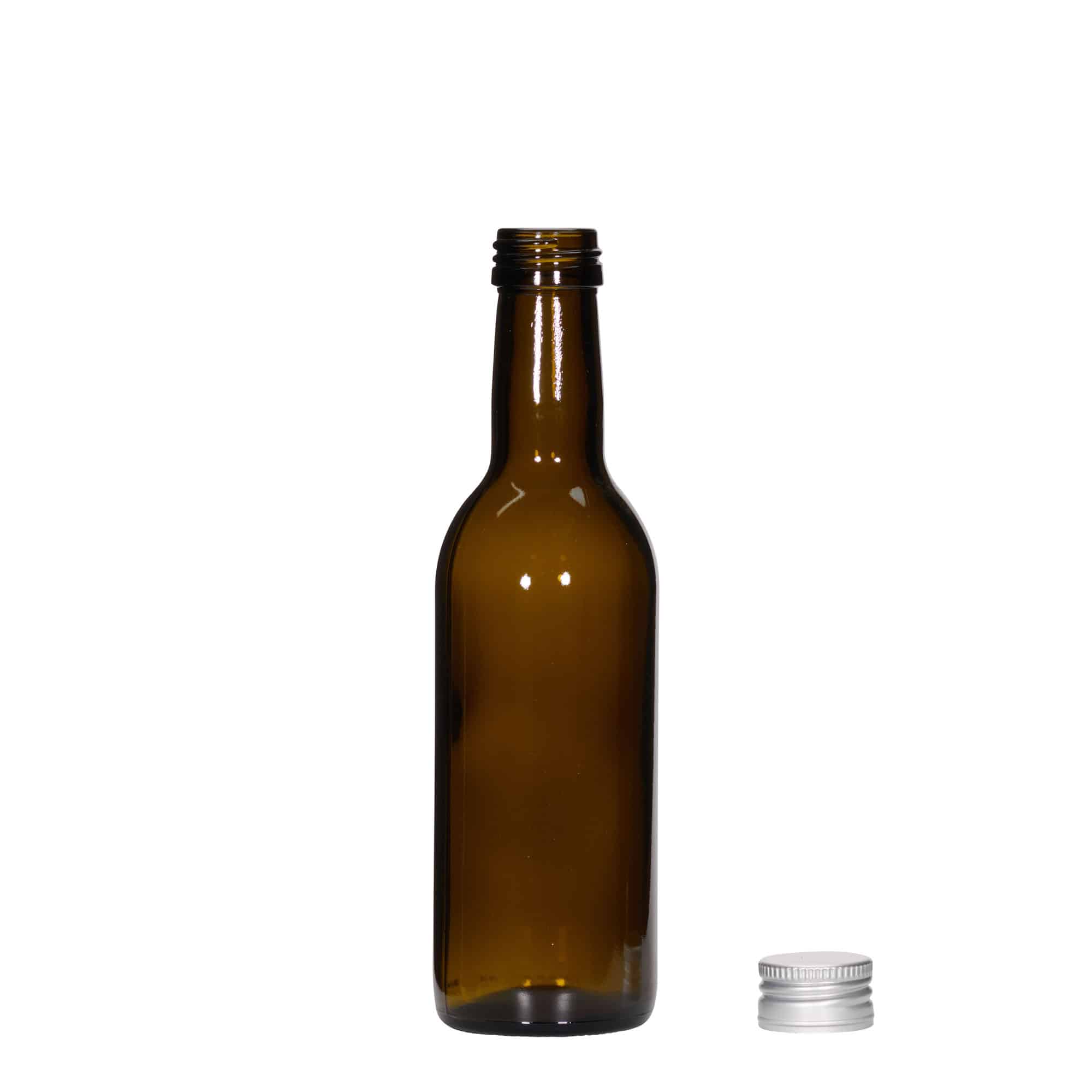 250 ml lasipullo 'Bordeaux', antiikinvihreä, suu: PP 28