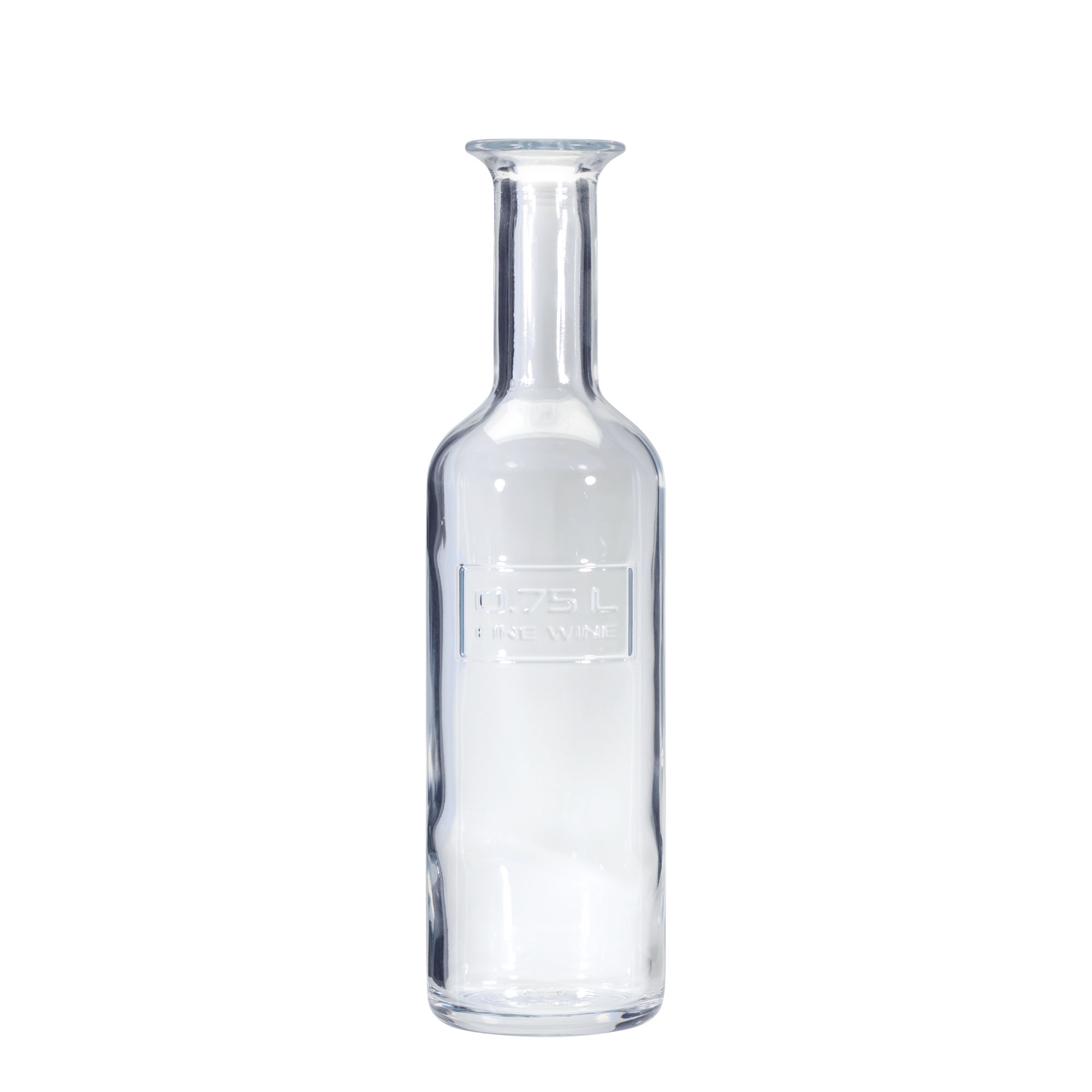 750 ml lasipullo 'Optima Fine Wine', suuaukko: korkki