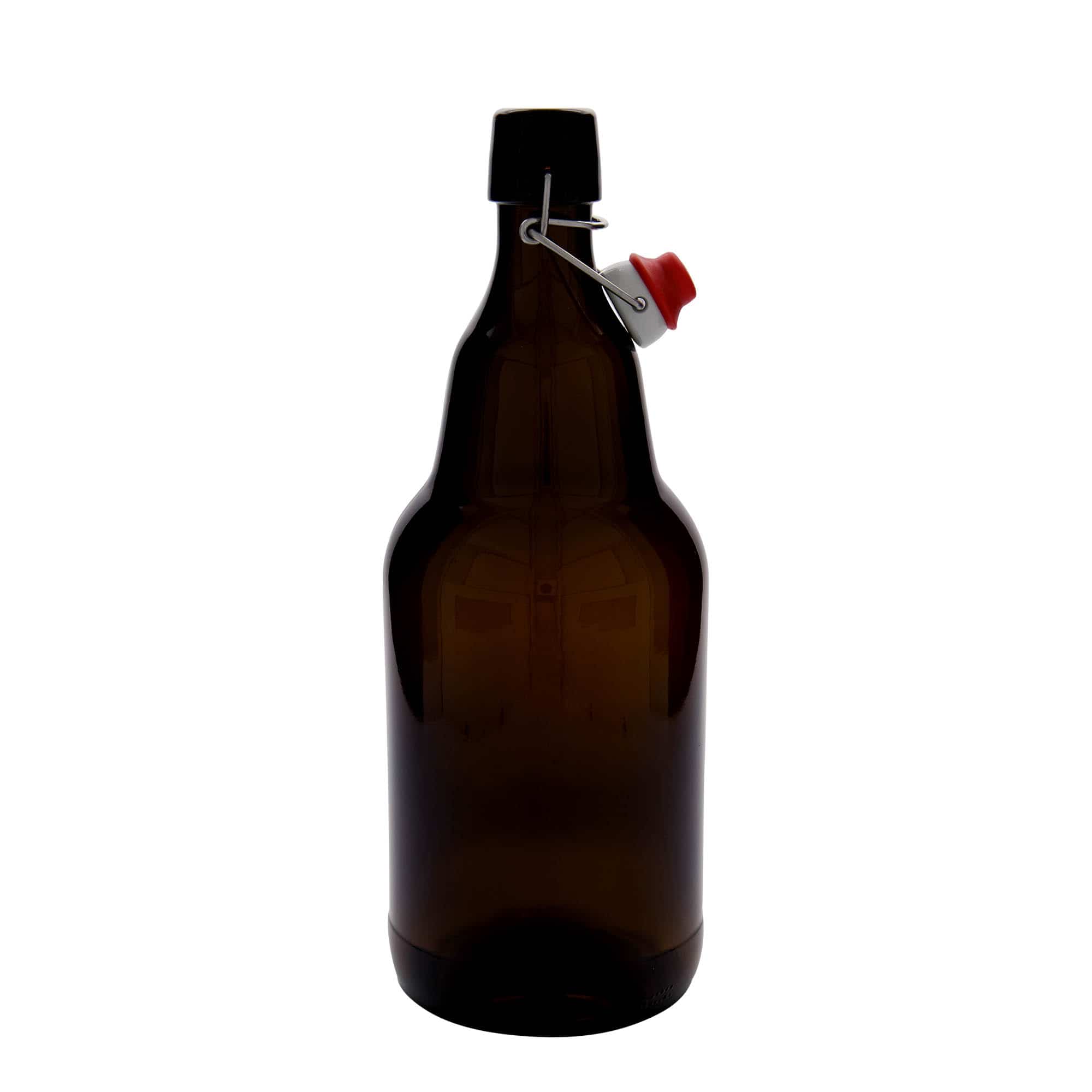 2000 ml olutpullo, lasi, ruskea, suu: patenttikorkki