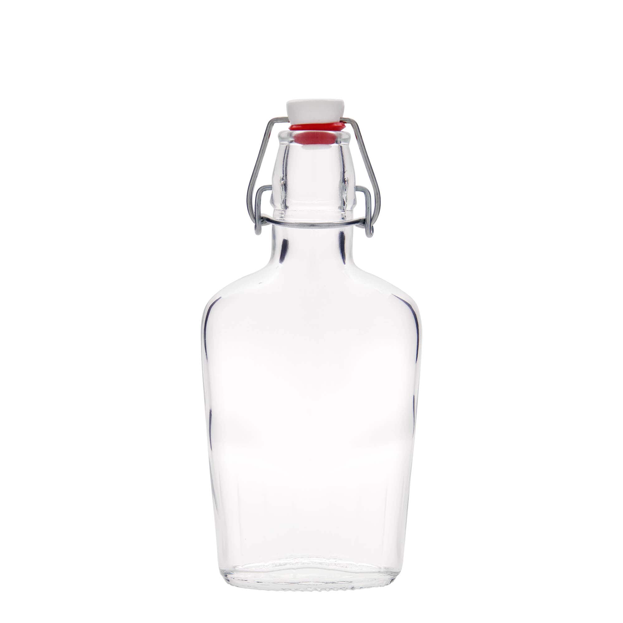 250 ml lasipullo 'Fiaschetta', soikea, suu: patenttikorkki