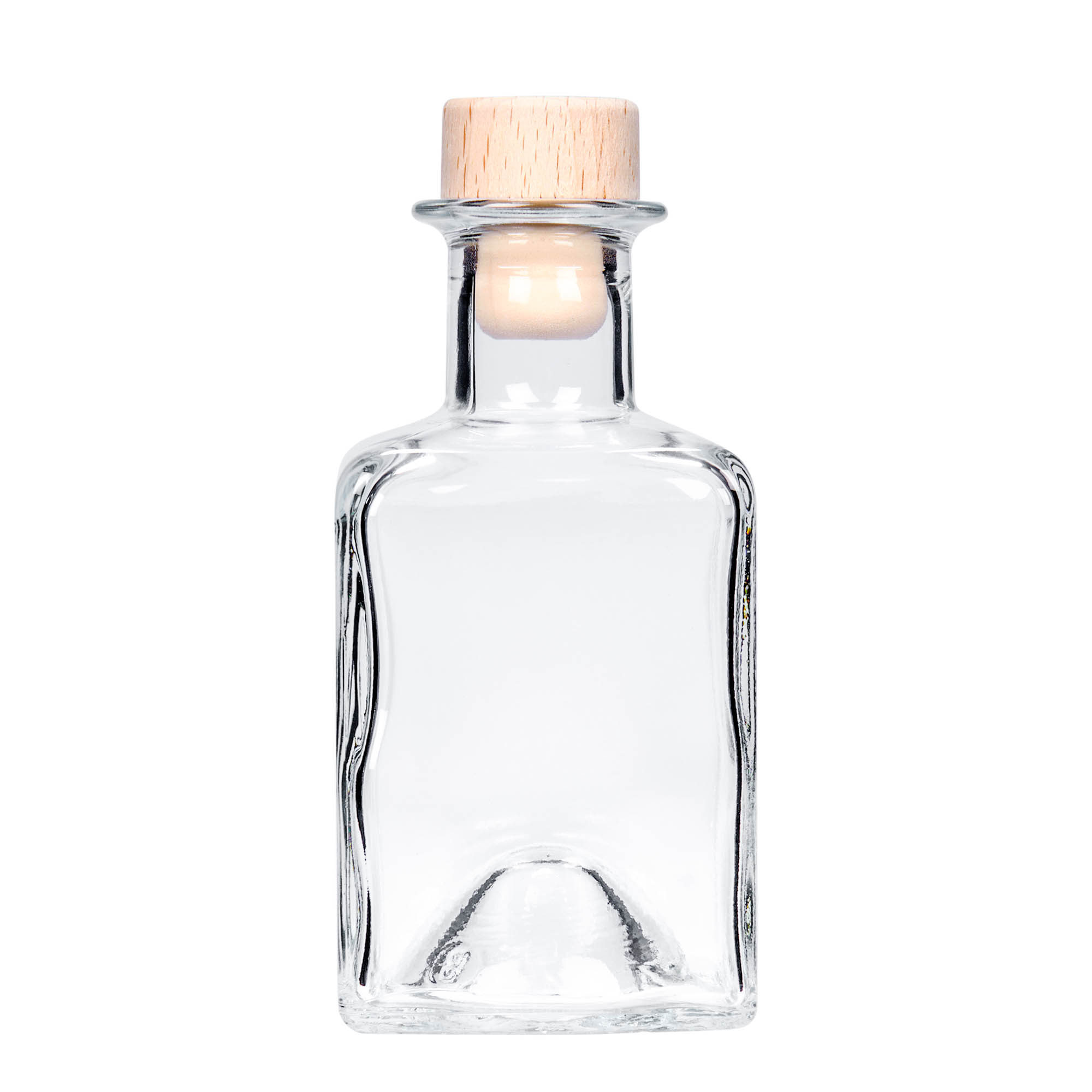 200 ml lasipullo 'Kubica', neliömäinen, suuaukko: korkki