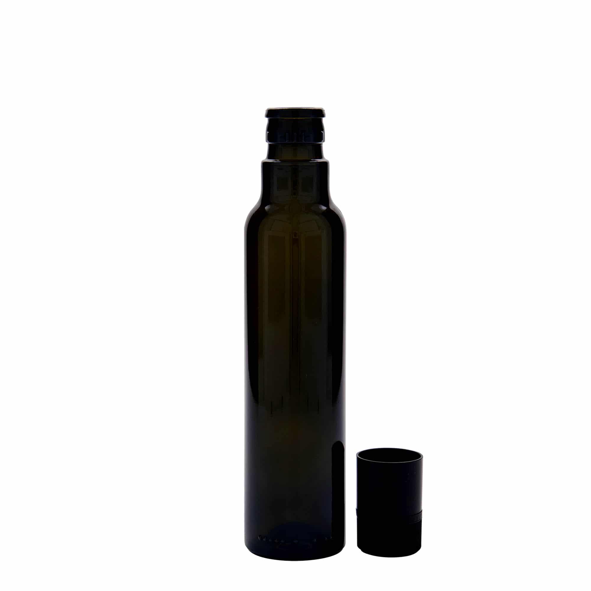 250 ml etikka-/öljypullo 'Willy New', lasi, antiikinvihreä, suu: DOP