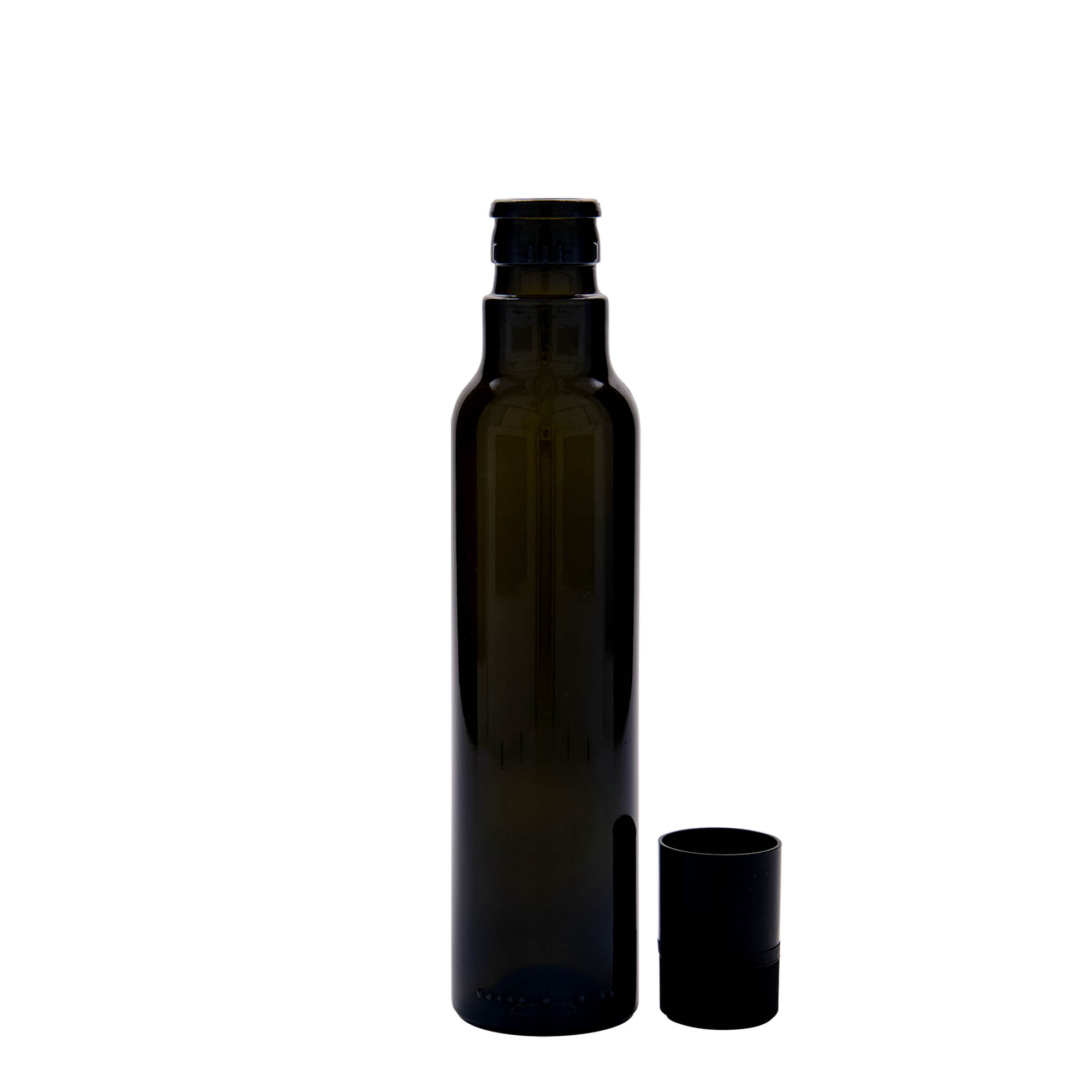 250 ml etikka-/öljypullo ”Willy New”, lasia, antiikkivihreä, suuaukko: DOP