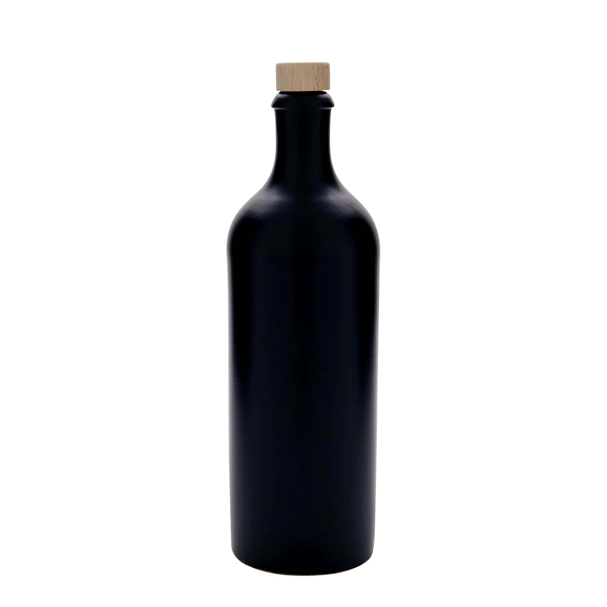 750 ml savituoppi, keraaminen, musta, suu: korkki