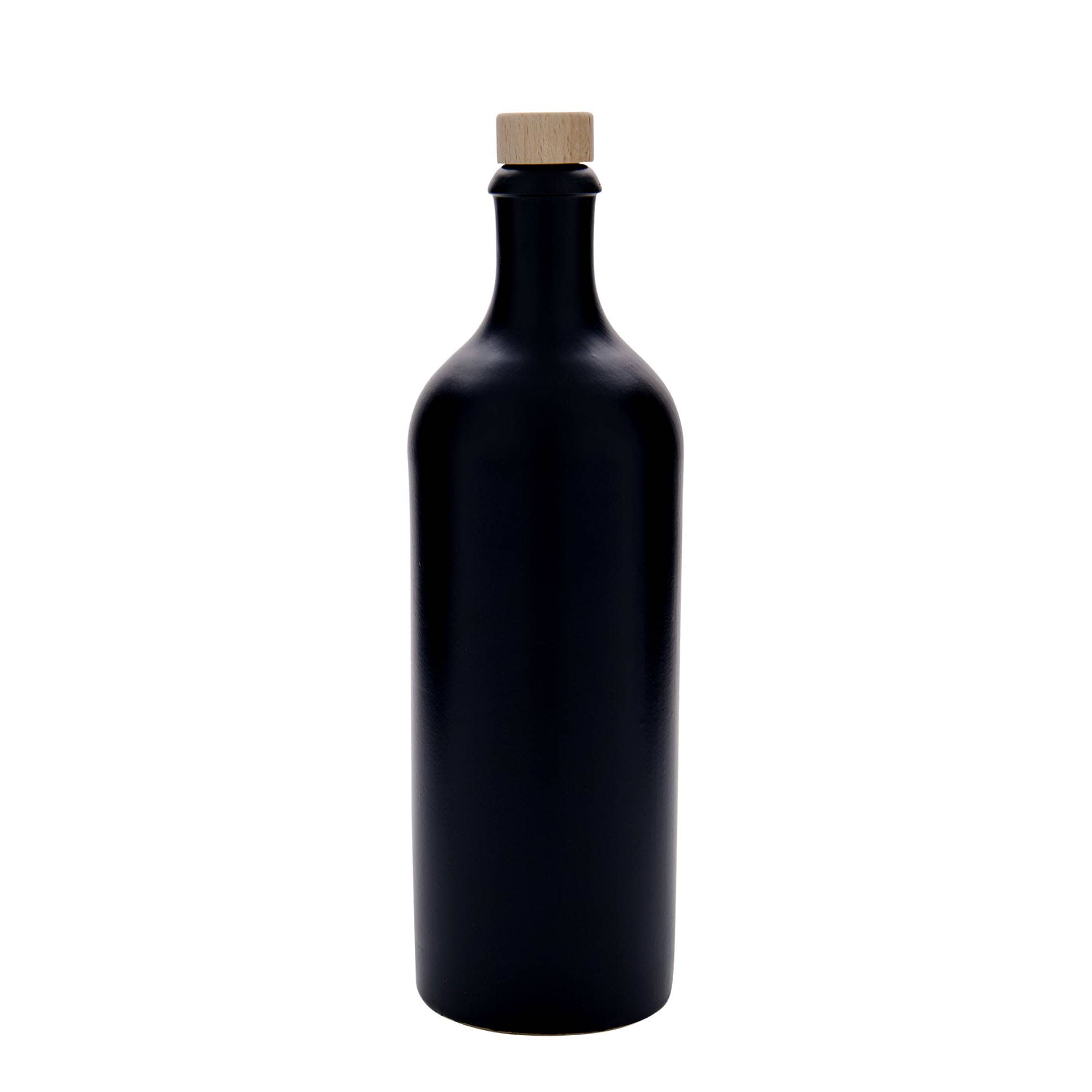 750 ml saviruukku, kivikeramiikka, musta, suuaukko: korkki
