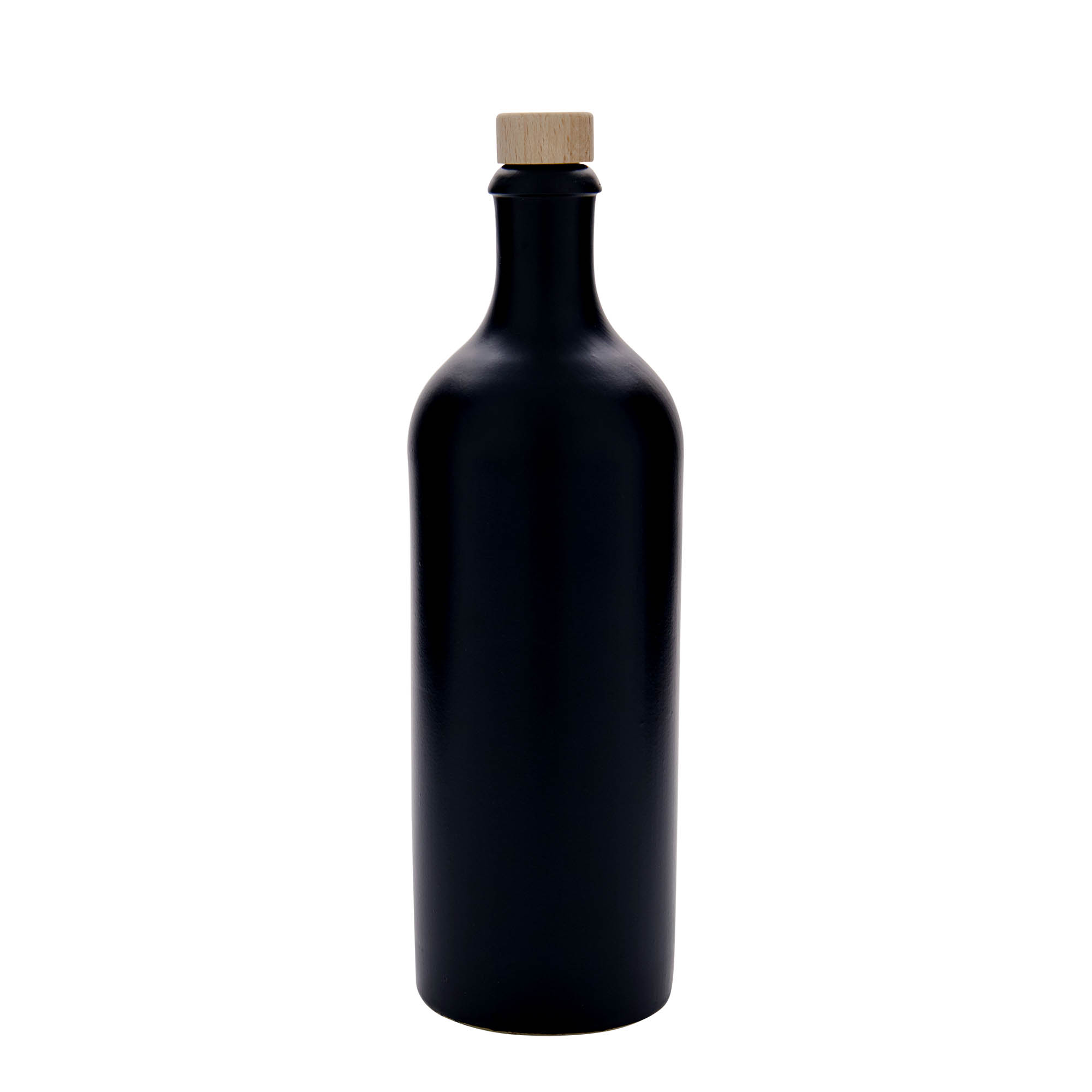 750 ml saviruukku, kivikeramiikka, musta, suuaukko: korkki
