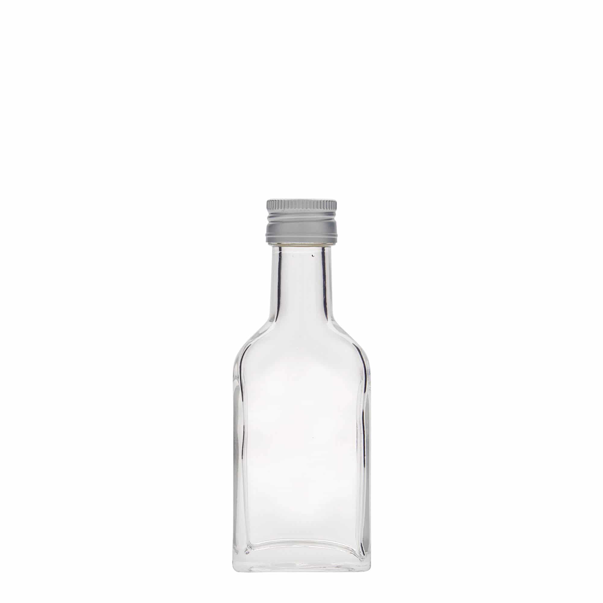 40 ml taskupullo pitkäkaulainen, suorakulmainen, lasia, suuaukko: PP 22