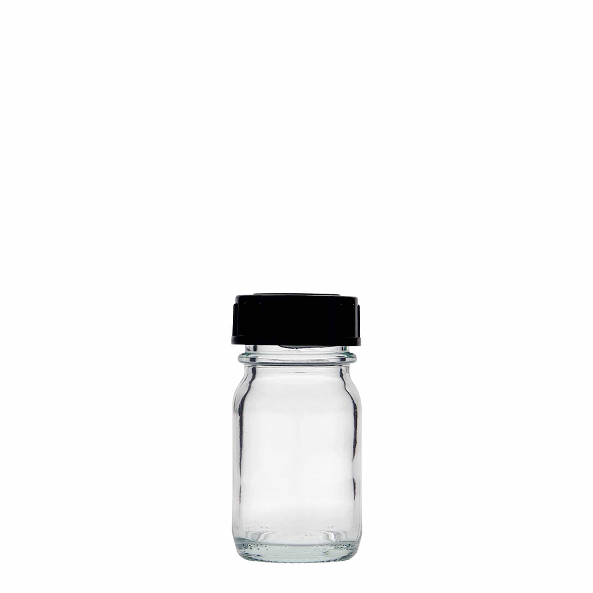 30 ml leveäkaul. lasipurkki, suu: DIN 32