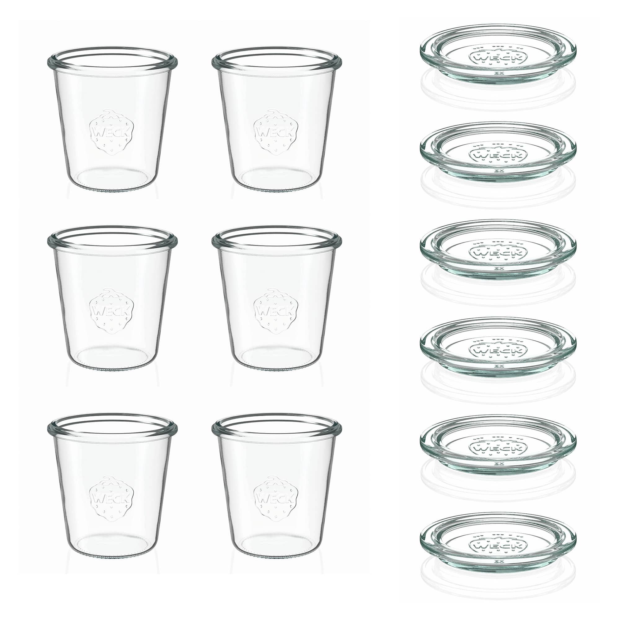 6x 290 ml korkea WECK-kaatopurkki lasikannella RR 80