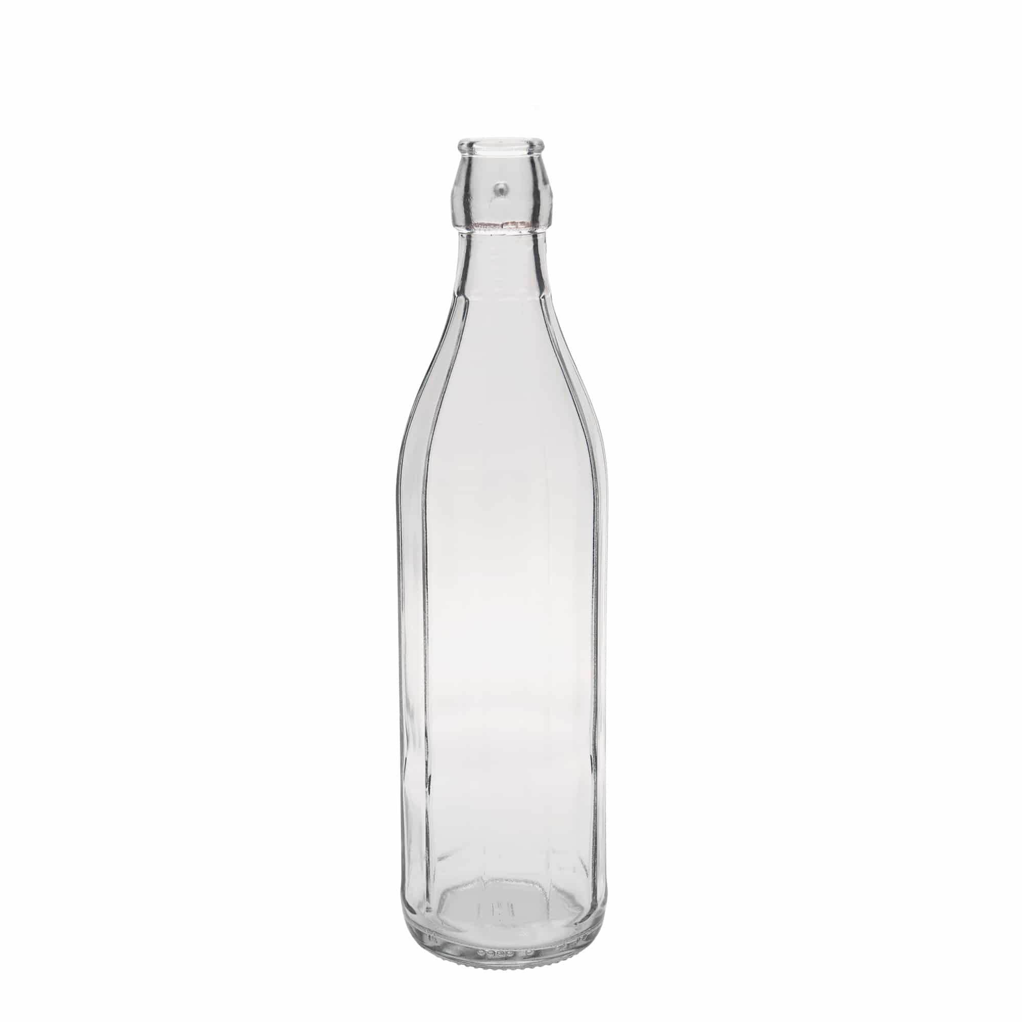 750 ml lasipullo 'Bravo', kymmenkulmainen, suuaukko: lukittava kannellinen