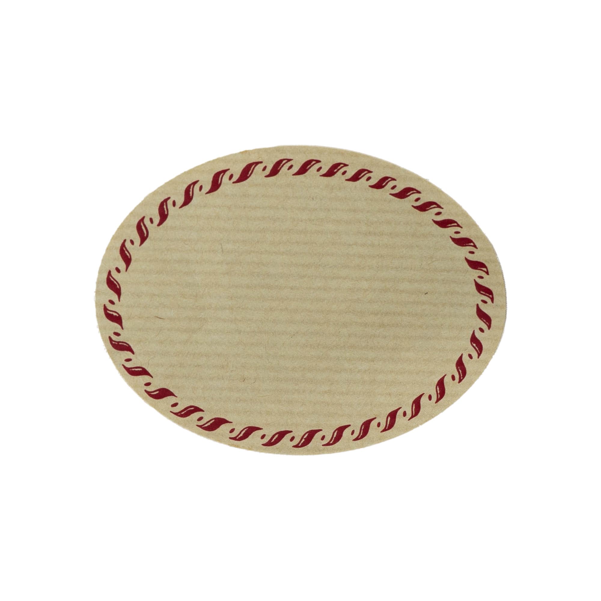 Suuri luonnonetiketti 'Kordelrand', ovaali, paperi, punaruskea