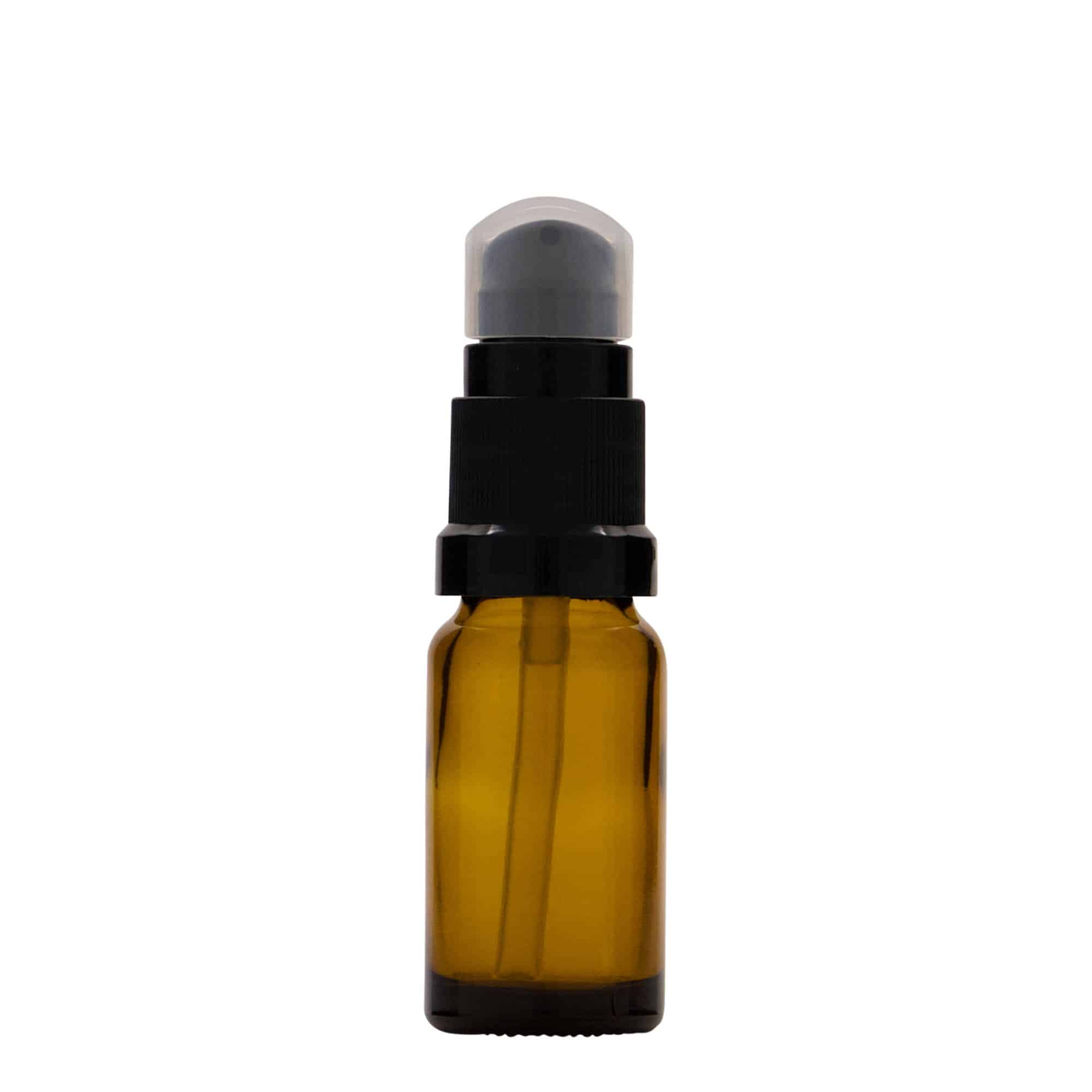 10 ml lääkepullo voidepumpulla, lasi, ruskea, suu: DIN 18