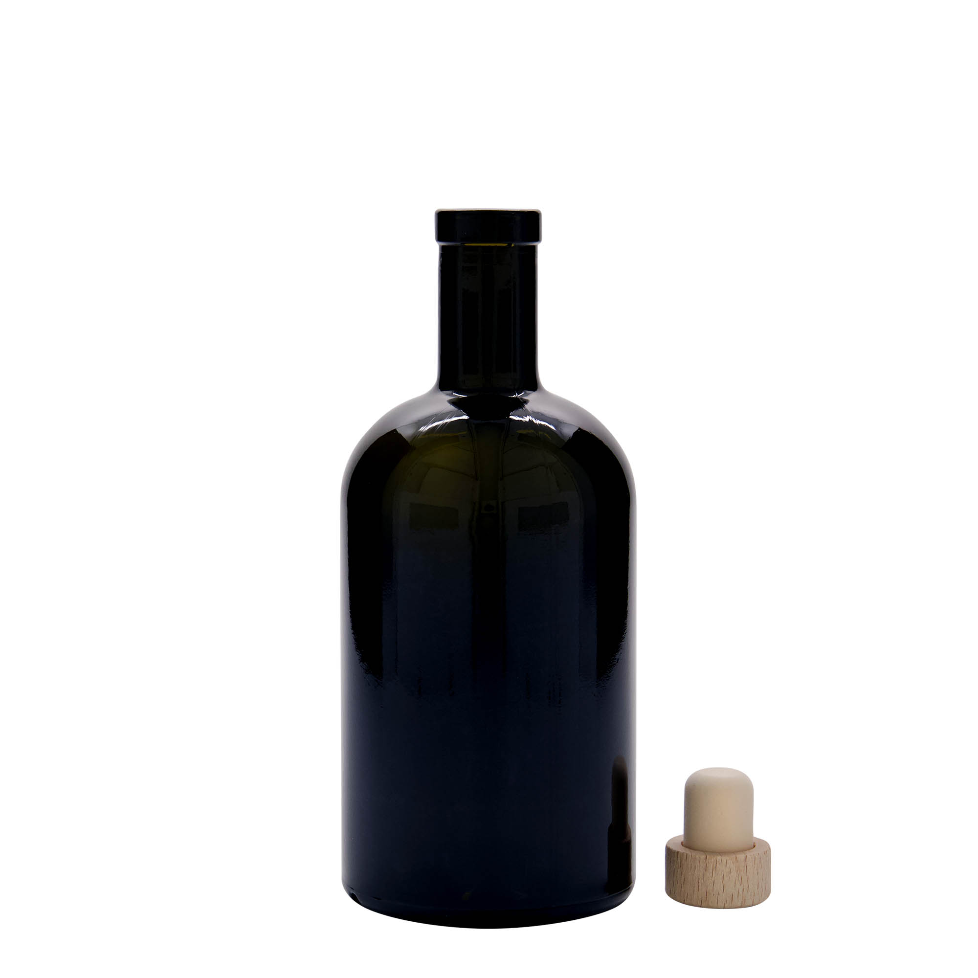 500 ml lasipullo ”Farmacia”, antiikkivihreä, suuaukko: korkki
