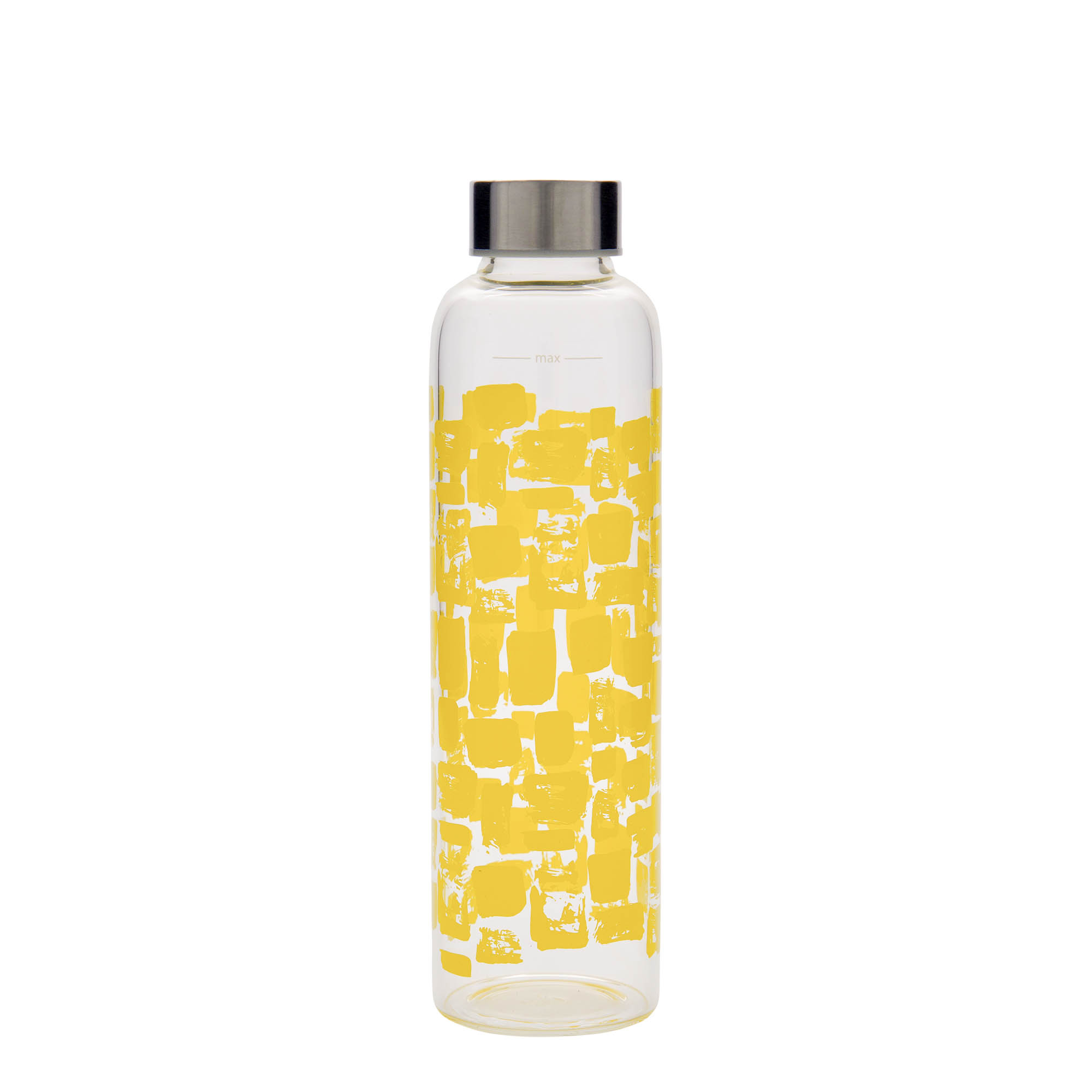 500 ml juomapullo 'Perseus', kuvio: keltaiset neliöt, suu: Kierrekorkki