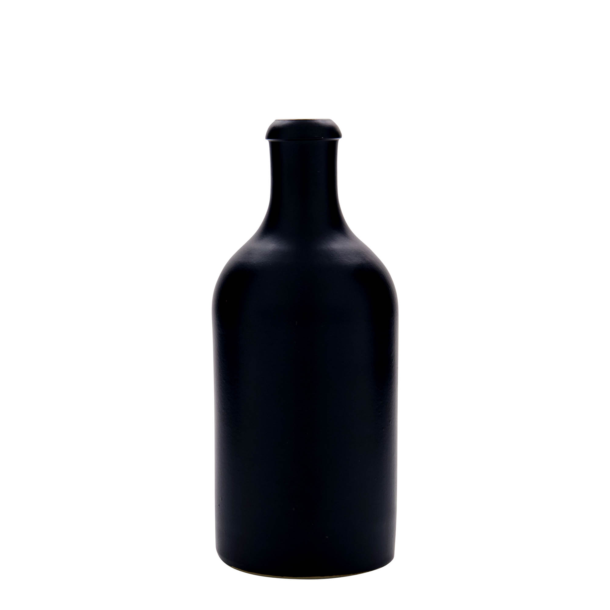 500 ml saviruukku, kivitavara, musta, suuaukko: korkki
