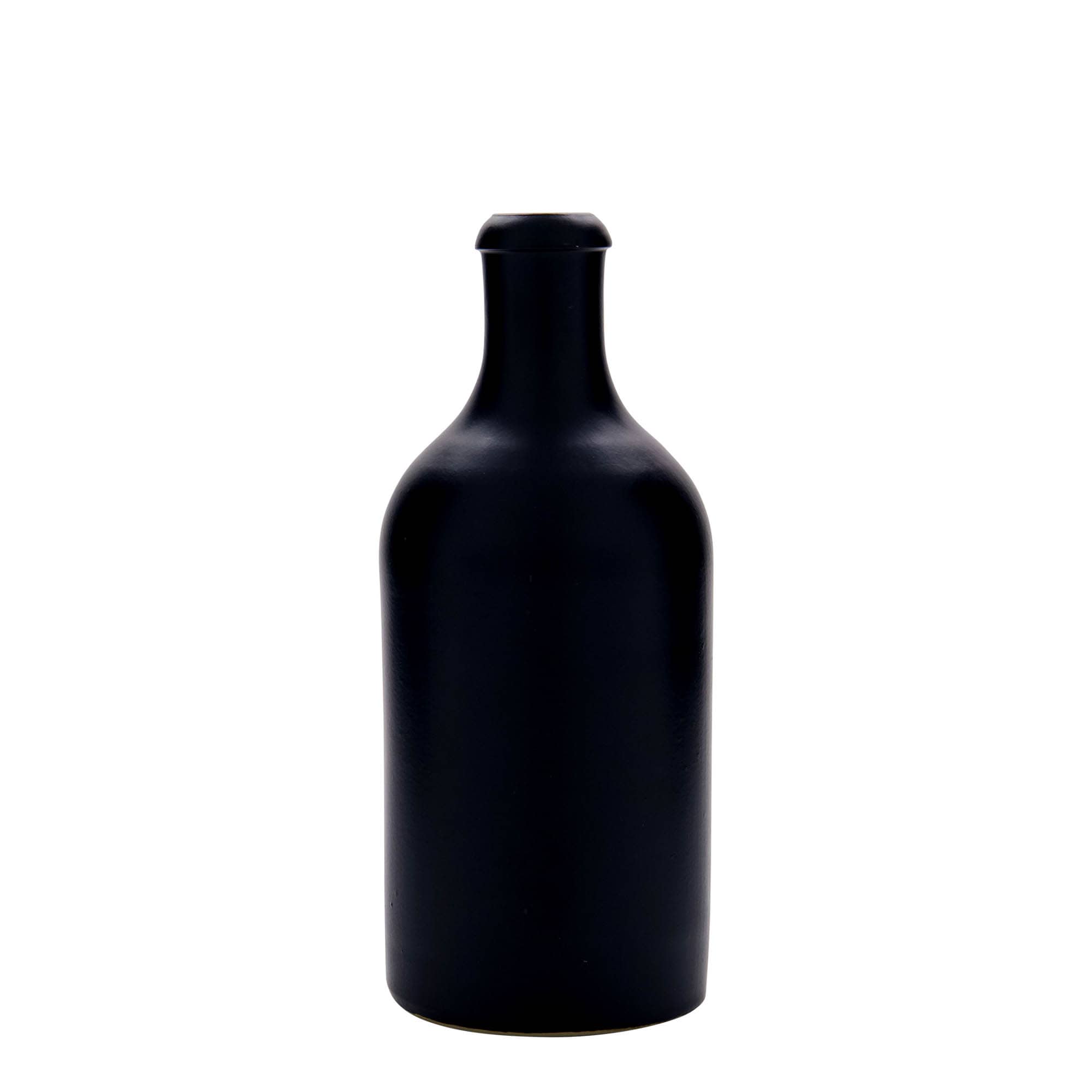 500 ml saviruukku, kivitavara, musta, suuaukko: korkki