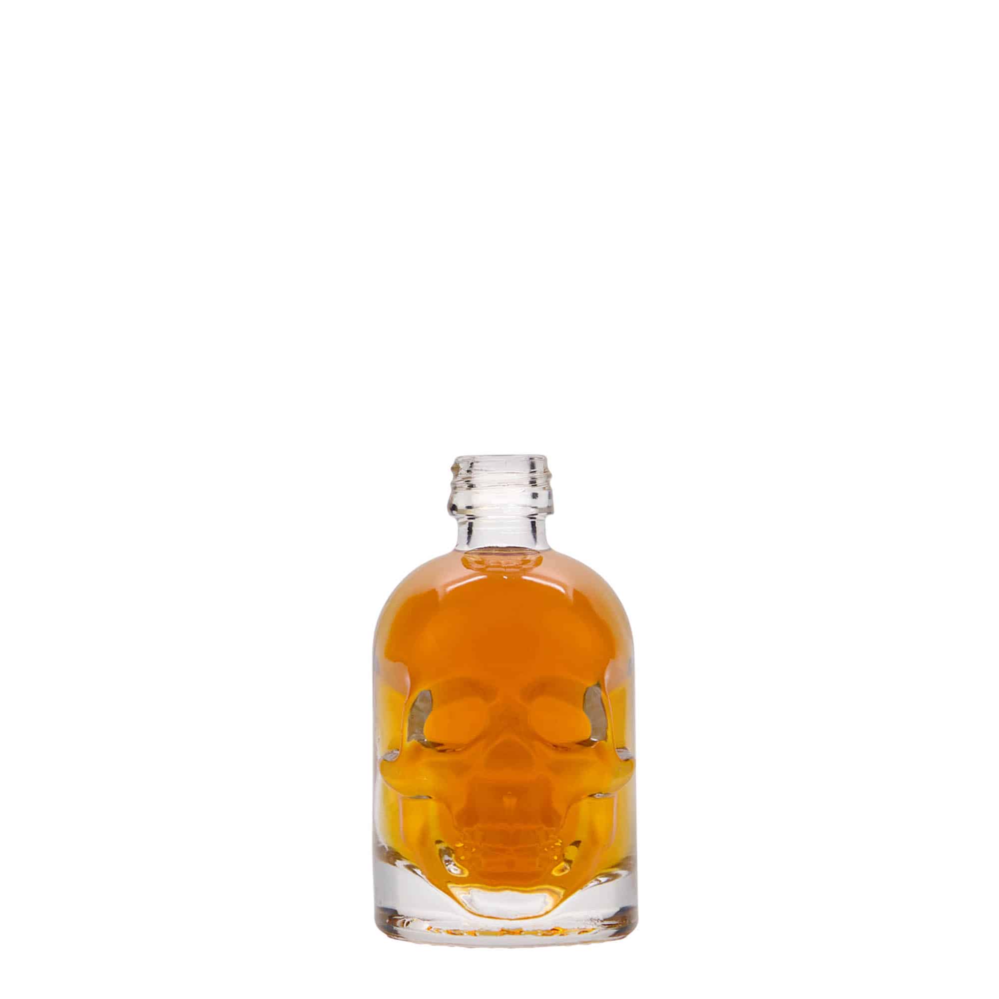 50 ml lasipullo 'Pääkallo', suu: PP 18