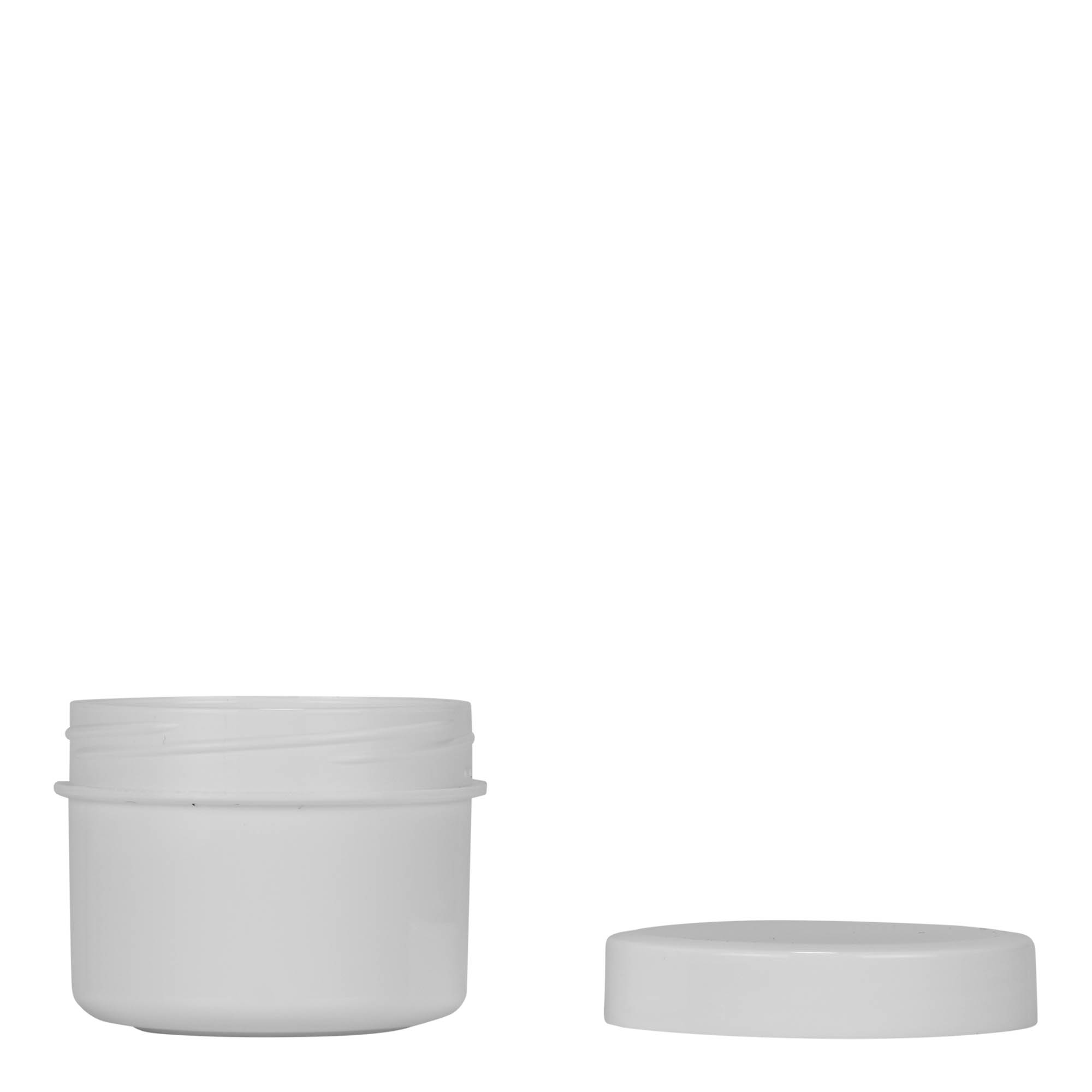 35 ml muovipurkki 'White Line', PP, valkoinen, suuaukko: ruuvikorkki 35 ml muovipurkki 'White Line', PP, valkoinen, suuaukko: ruuvikorkki