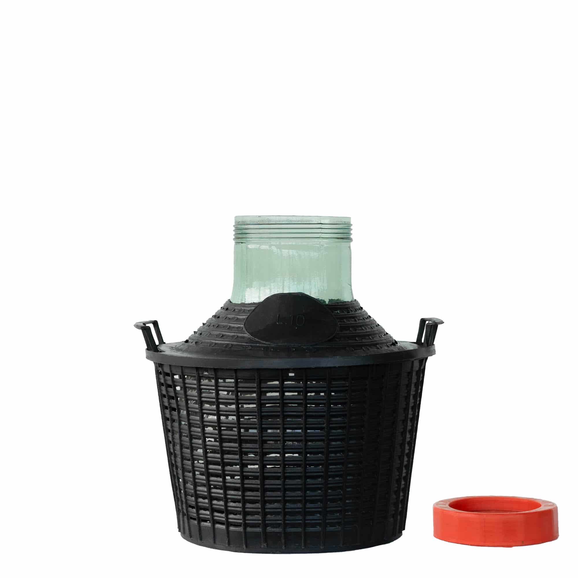 10 l Olkikoripullo leveäkaul., lasi, suu: Kierrekorkki